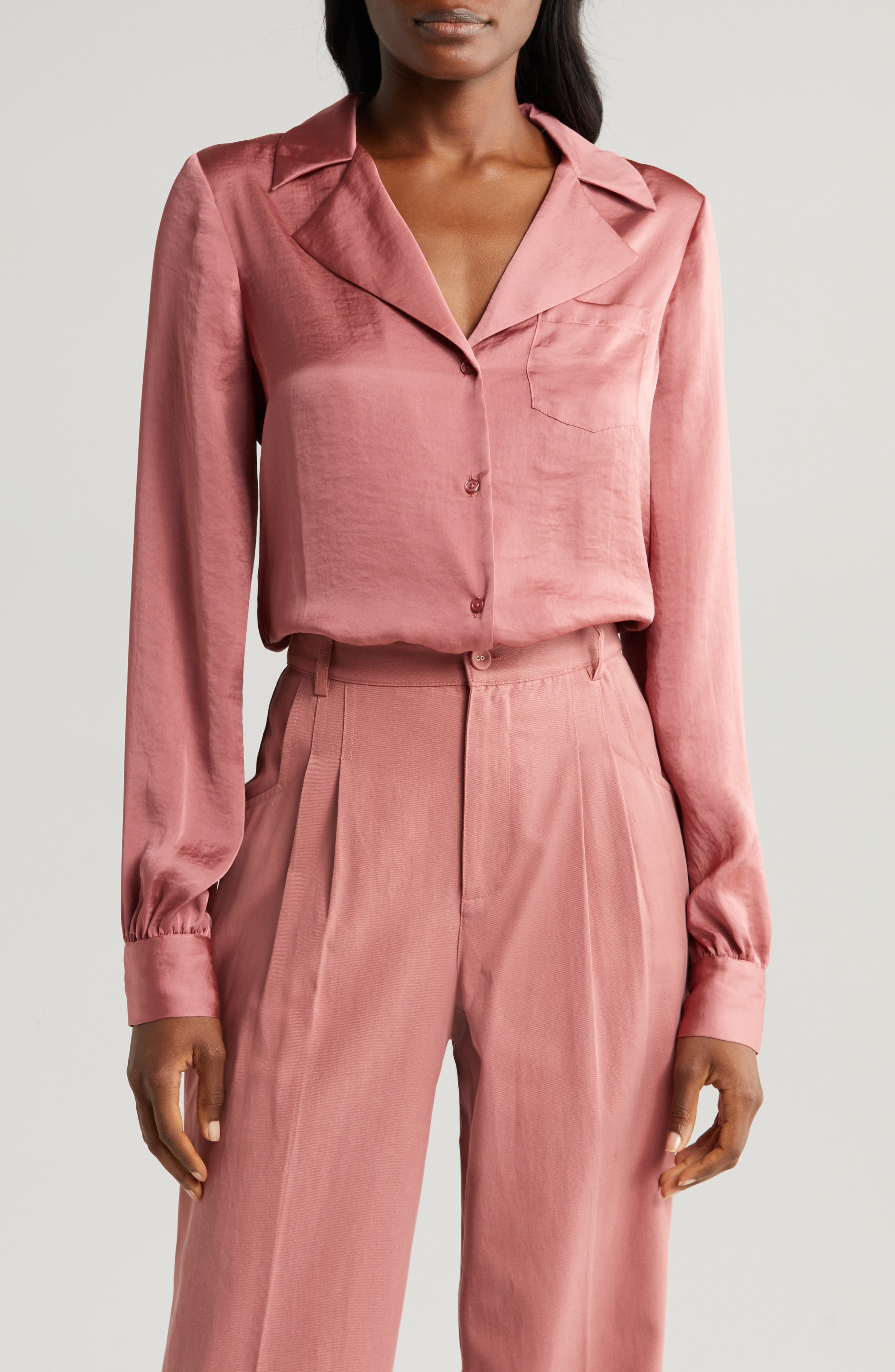 Capriana Satin Button-Up Shirt - image 1