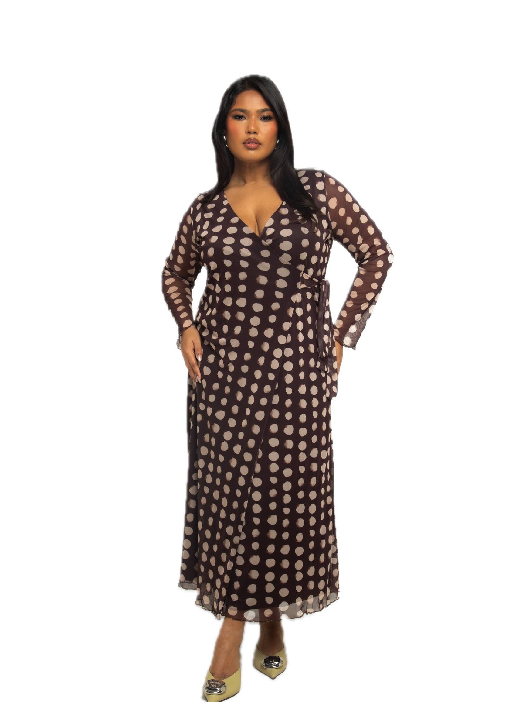 Polka Dot Wrap Midaxi Dress - image 1