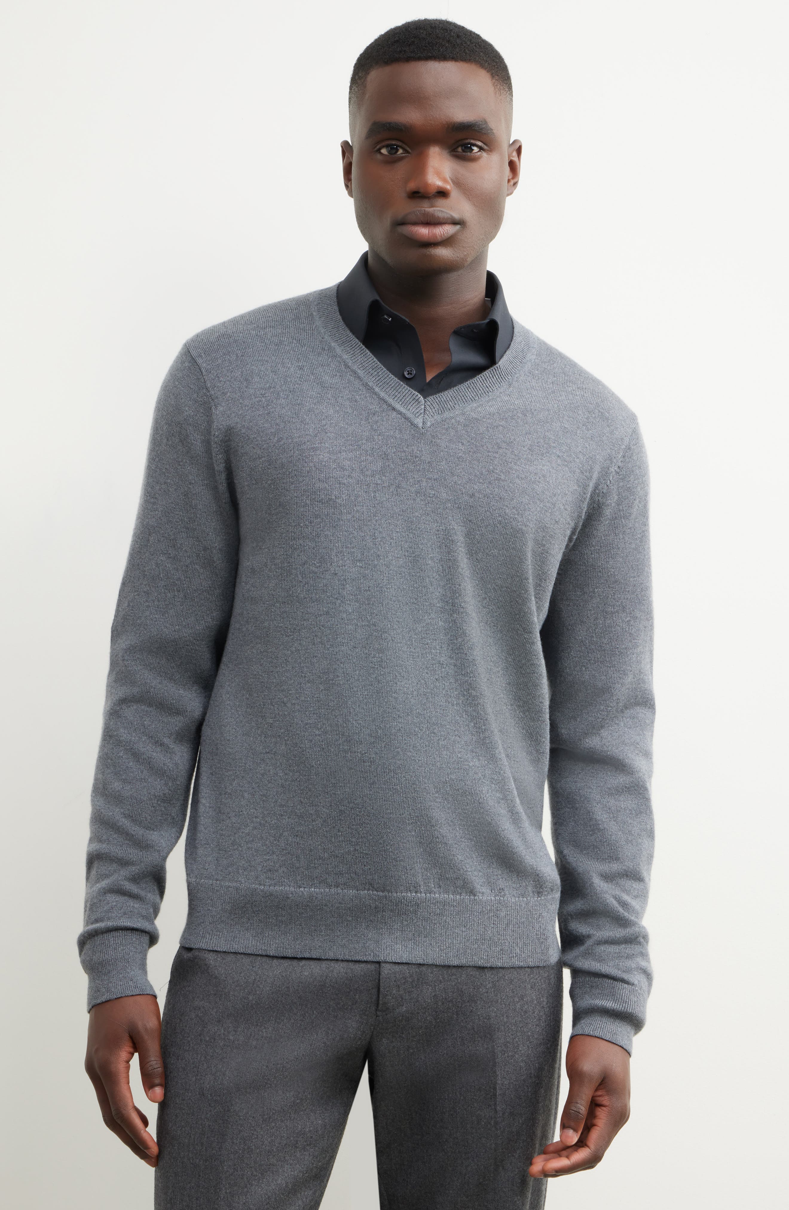 Merino Wool V-Neck Sweater - image 1