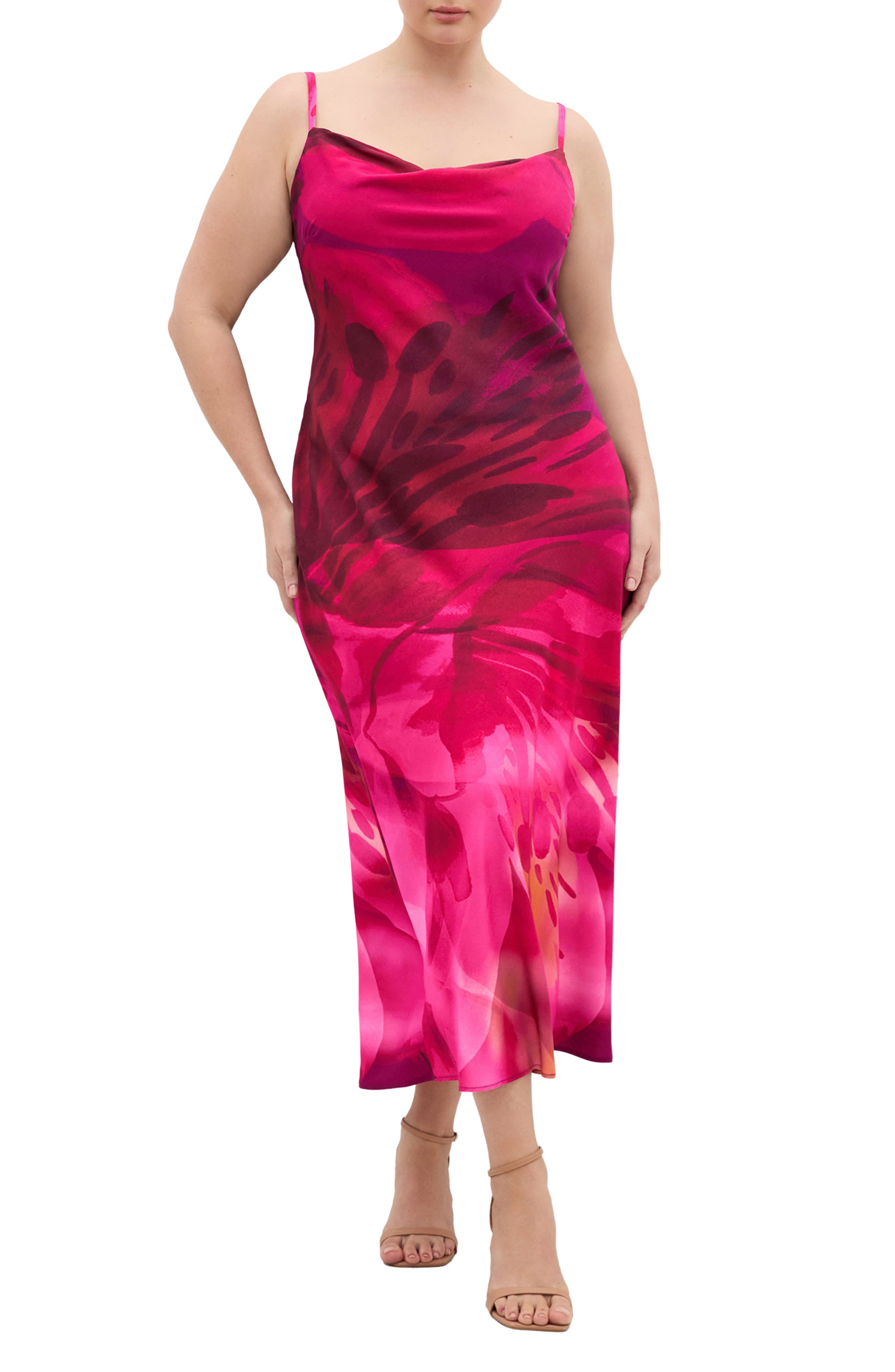 Sadie Print Cowl Neck Slipdress - image 1