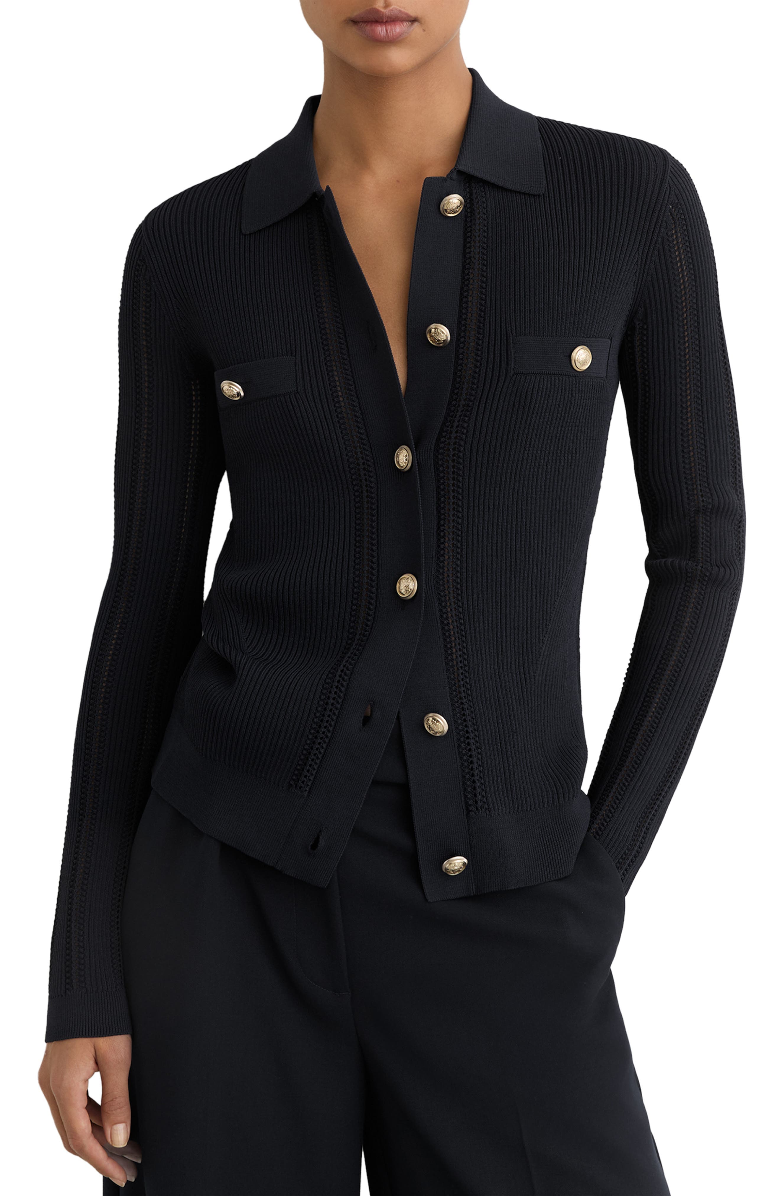 Harri Rib Knit Button-Up Shirt - image 1