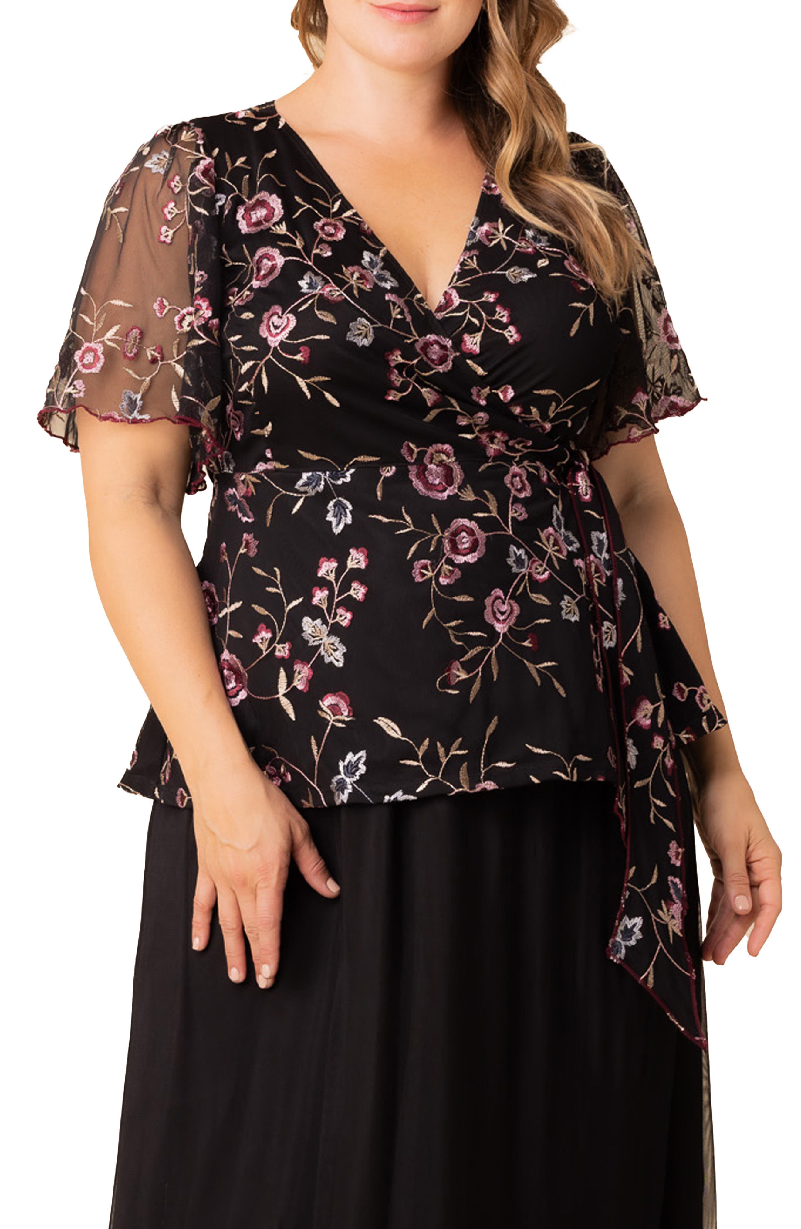 Rosalie Embroidery Wrap Top - image 1