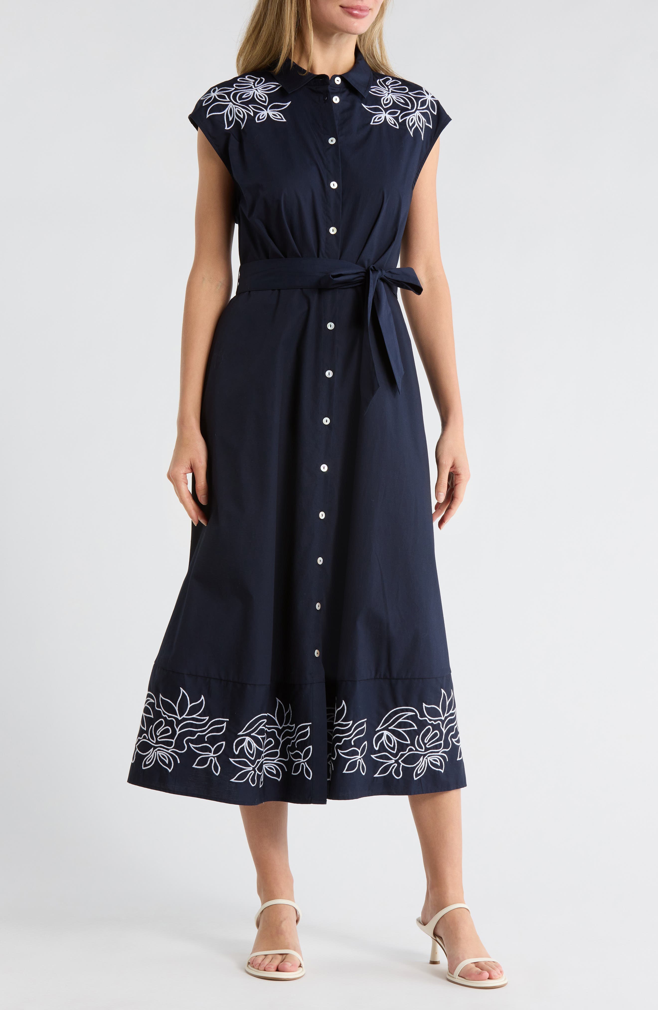 Floral Embroidered Poplin Shirtdress - image 3