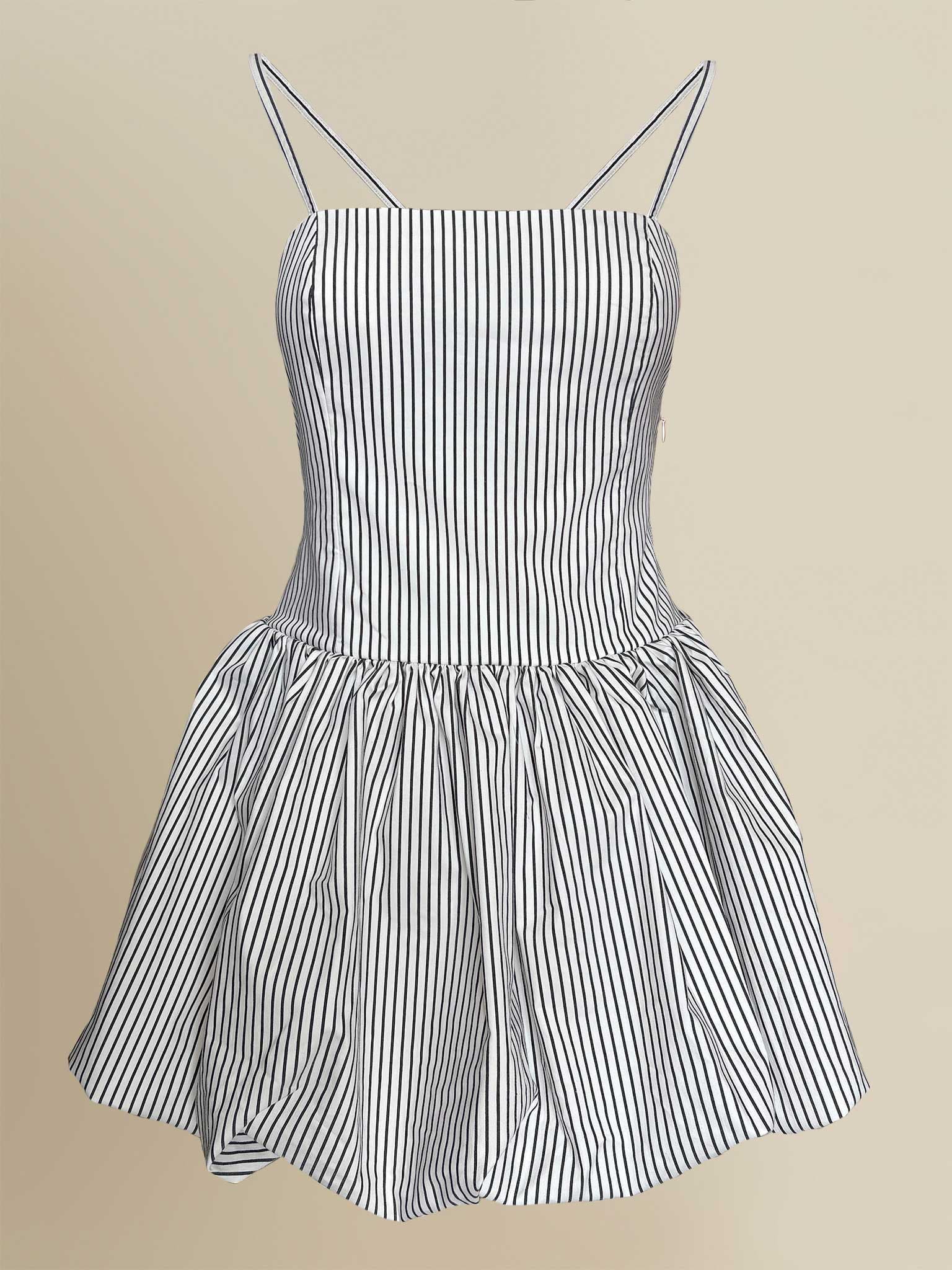 Bonnie Striped Bubble-Hem Cotton Mini Dress - image 1