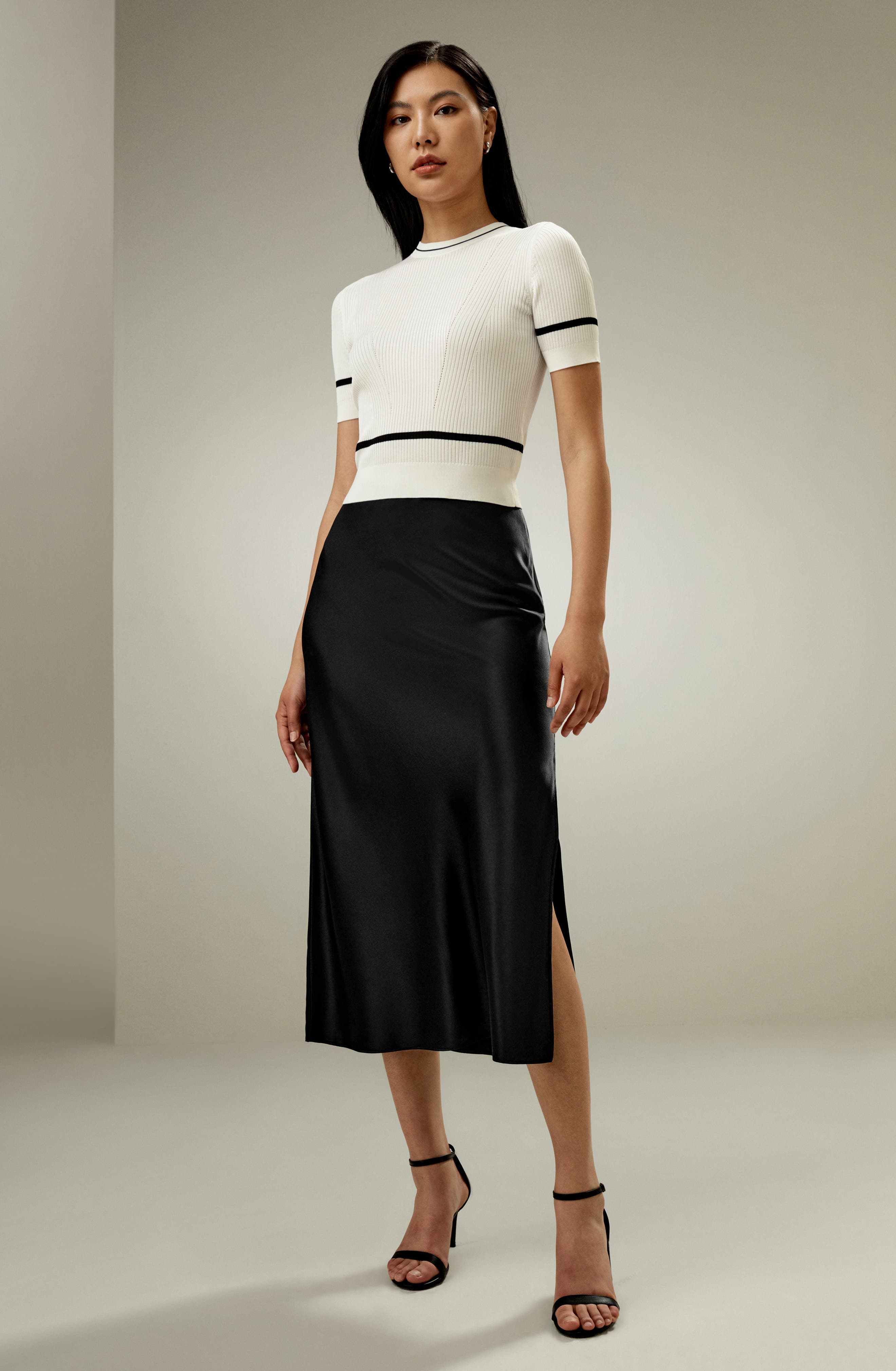 Ribbed Knit Silk Crop Top - image 2