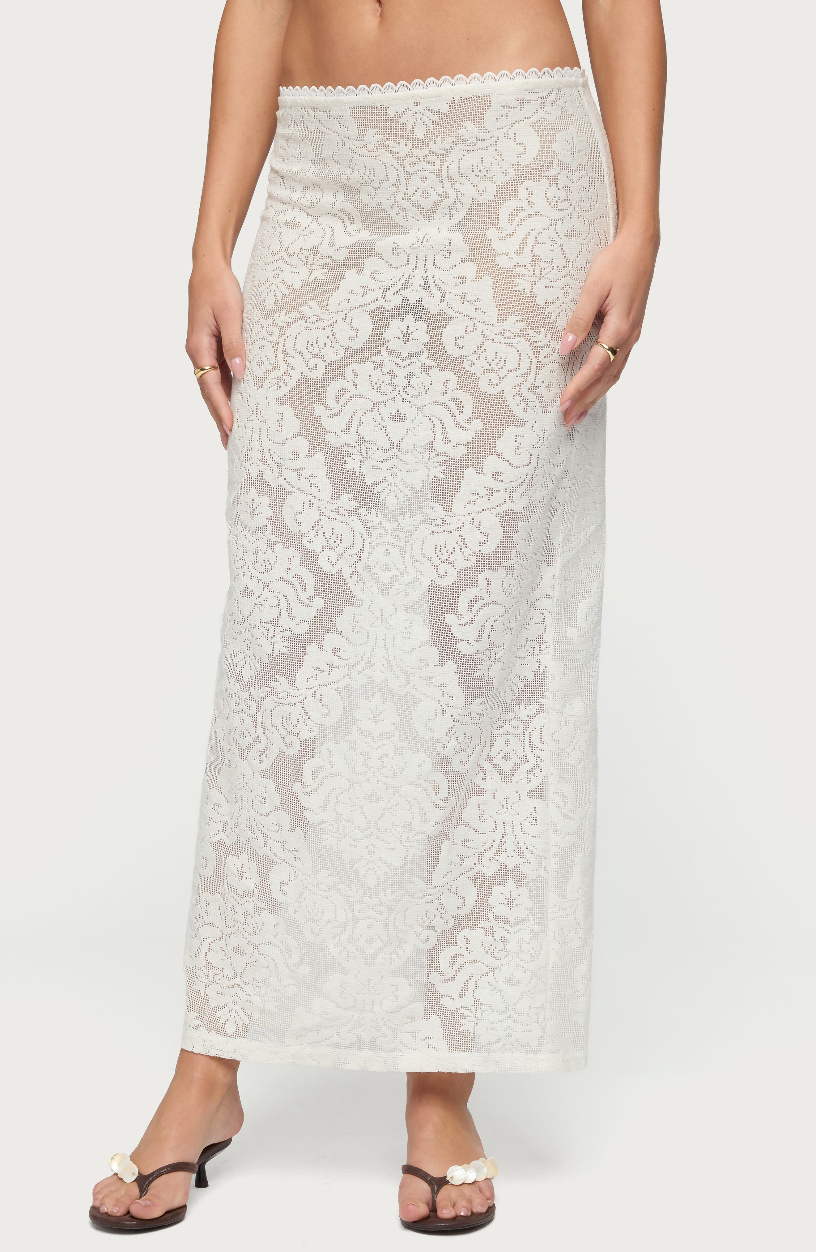 Violette Low Rise Sheer Lace Maxi Skirt - image 1