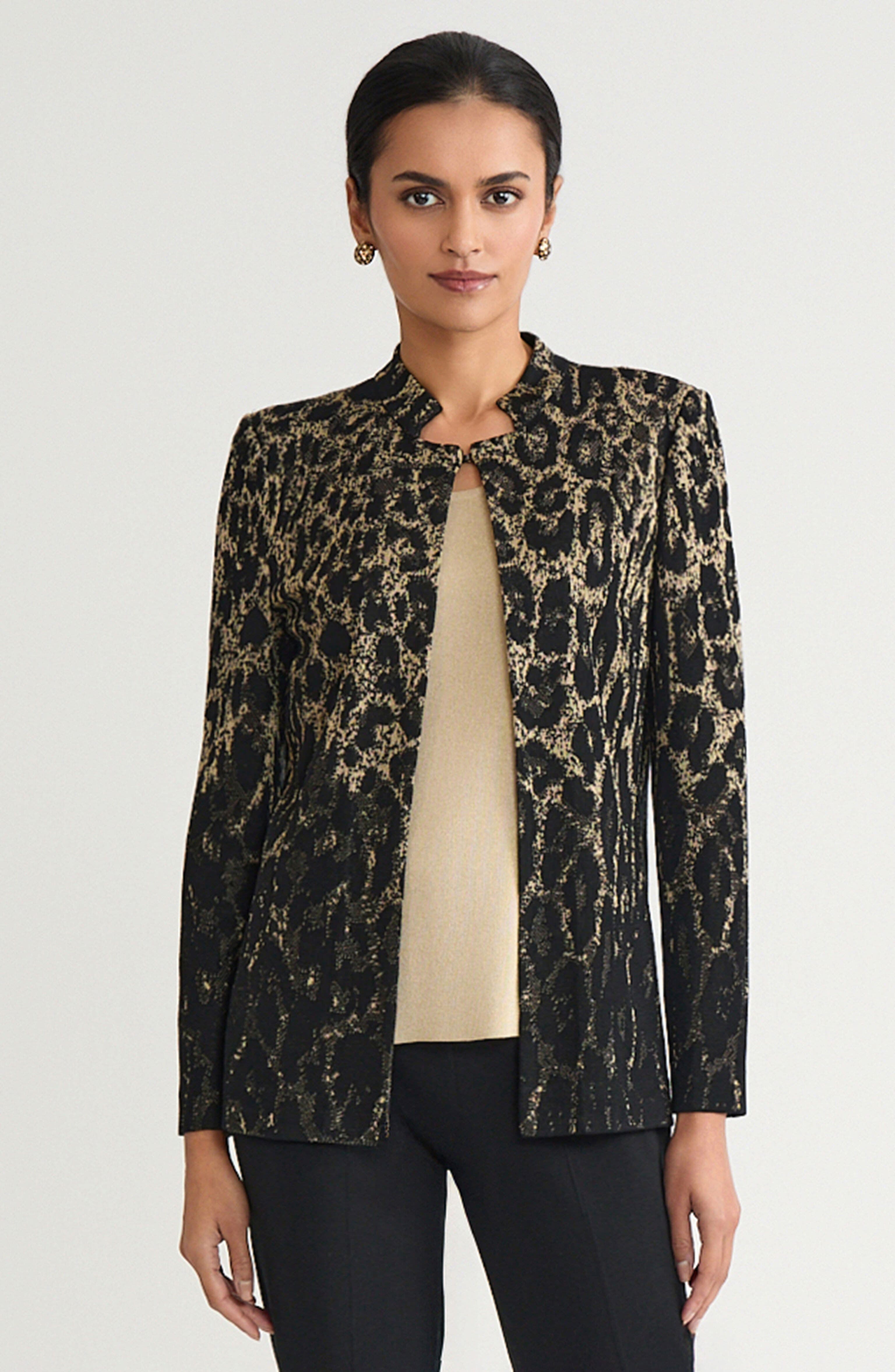 Heritage Lurex Leopard Print Jacquard Knit Jacket - image 1