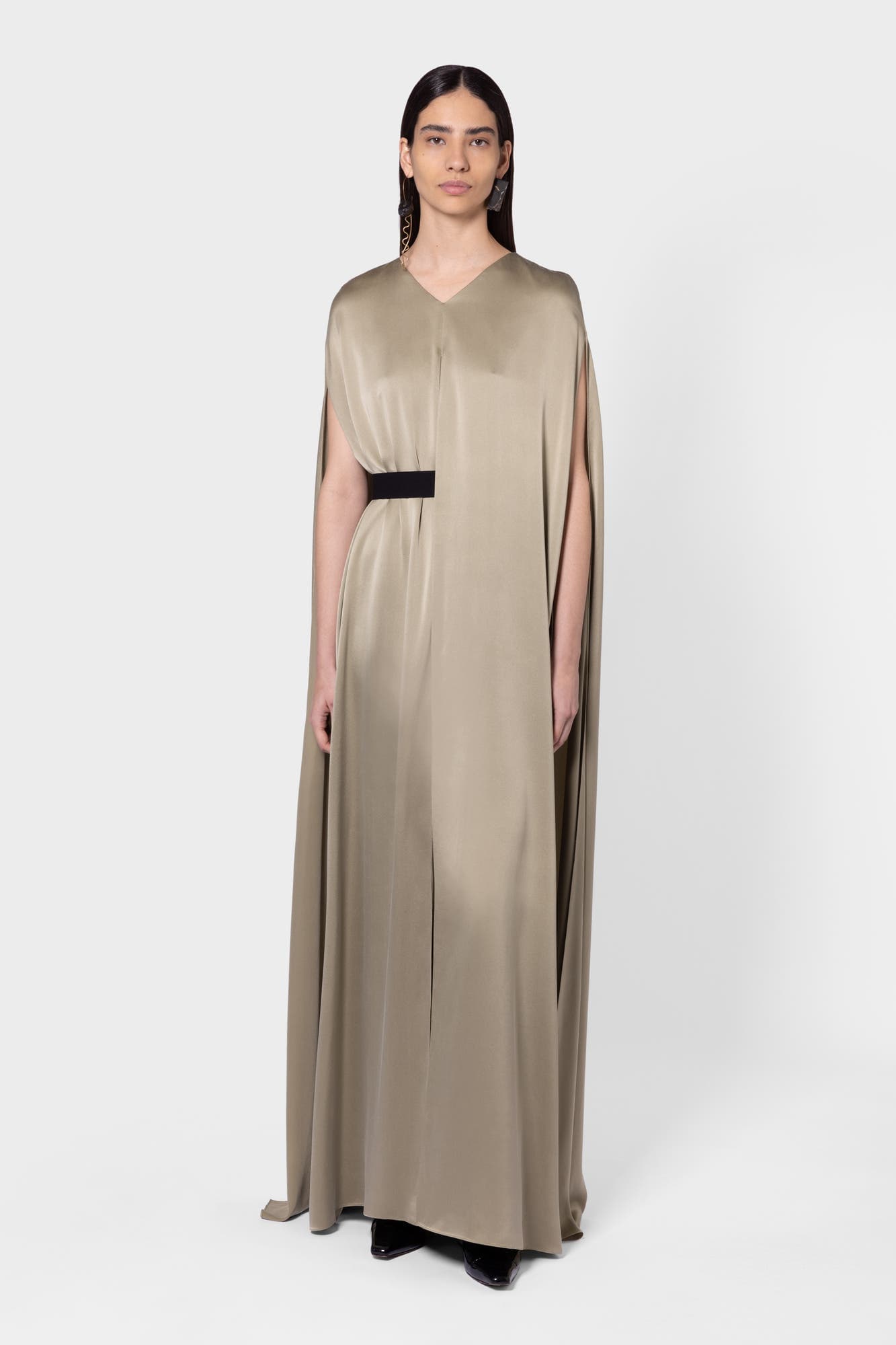 Fyeris Brushed Silk Caped Maxi Dress - image 1