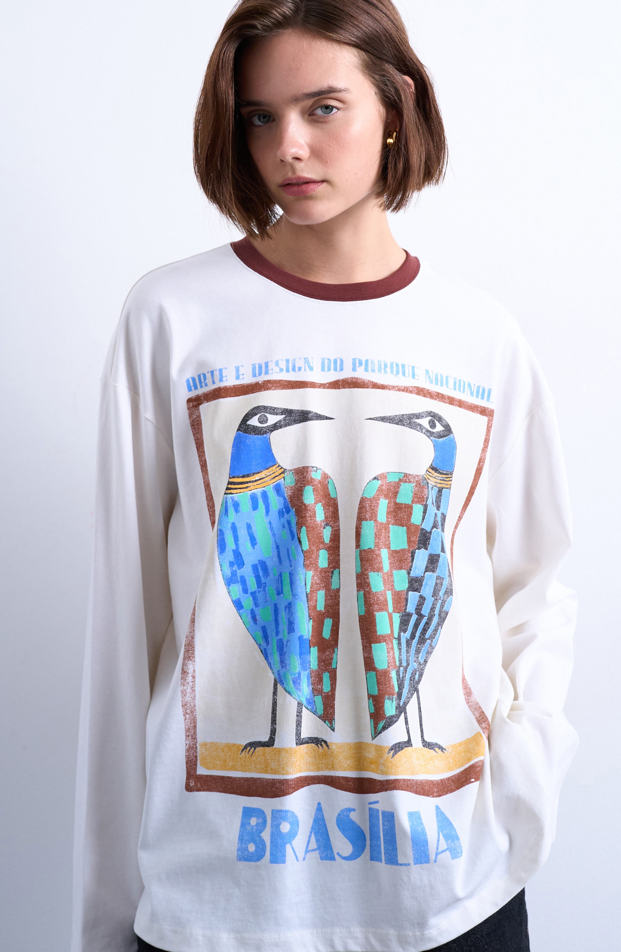 Contrast Ringer Skater Long Sleeve Graphic T-Shirt - image 1