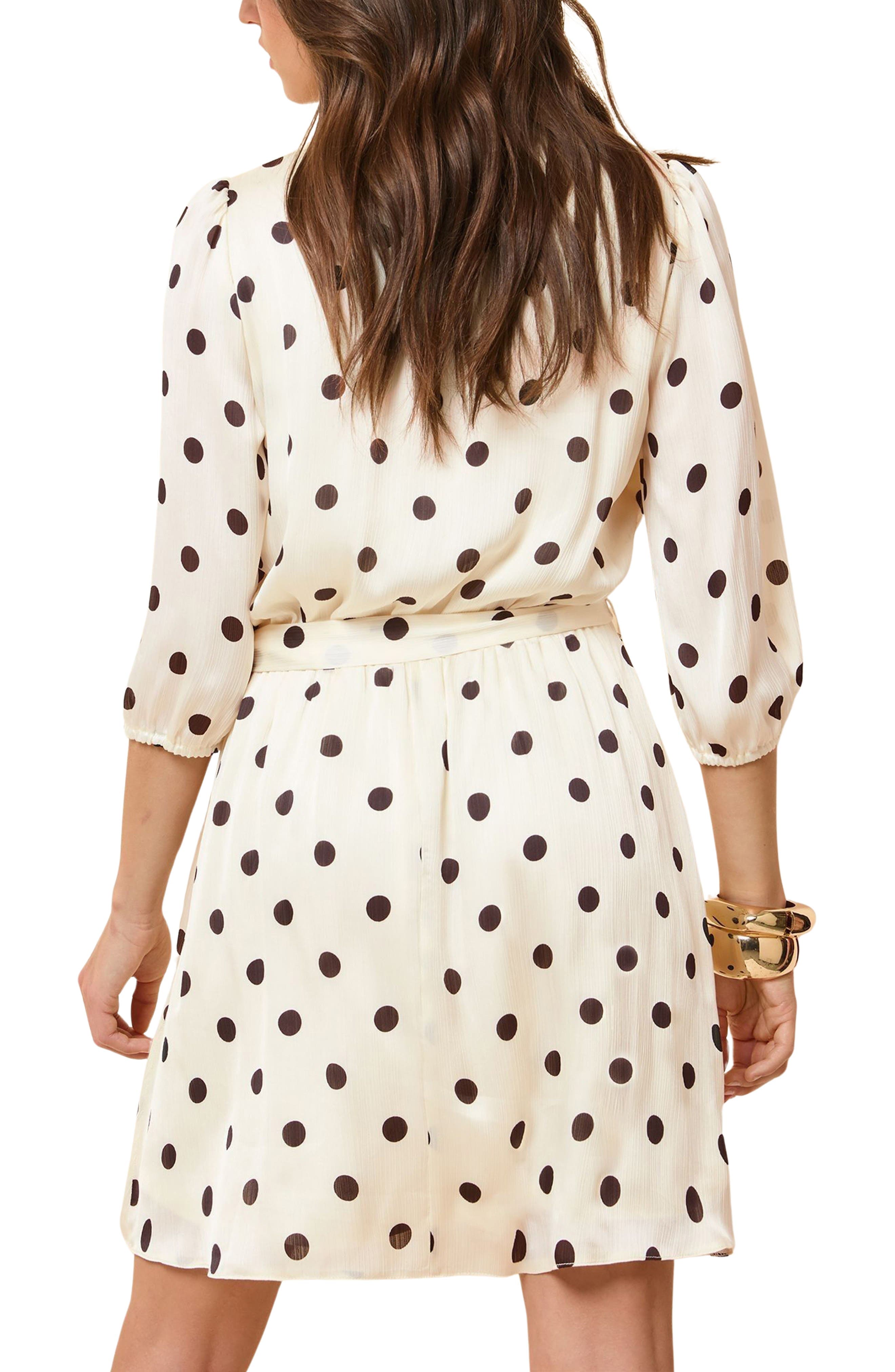 Polka Dot Ruffle Tie Belt Minidress - image 2