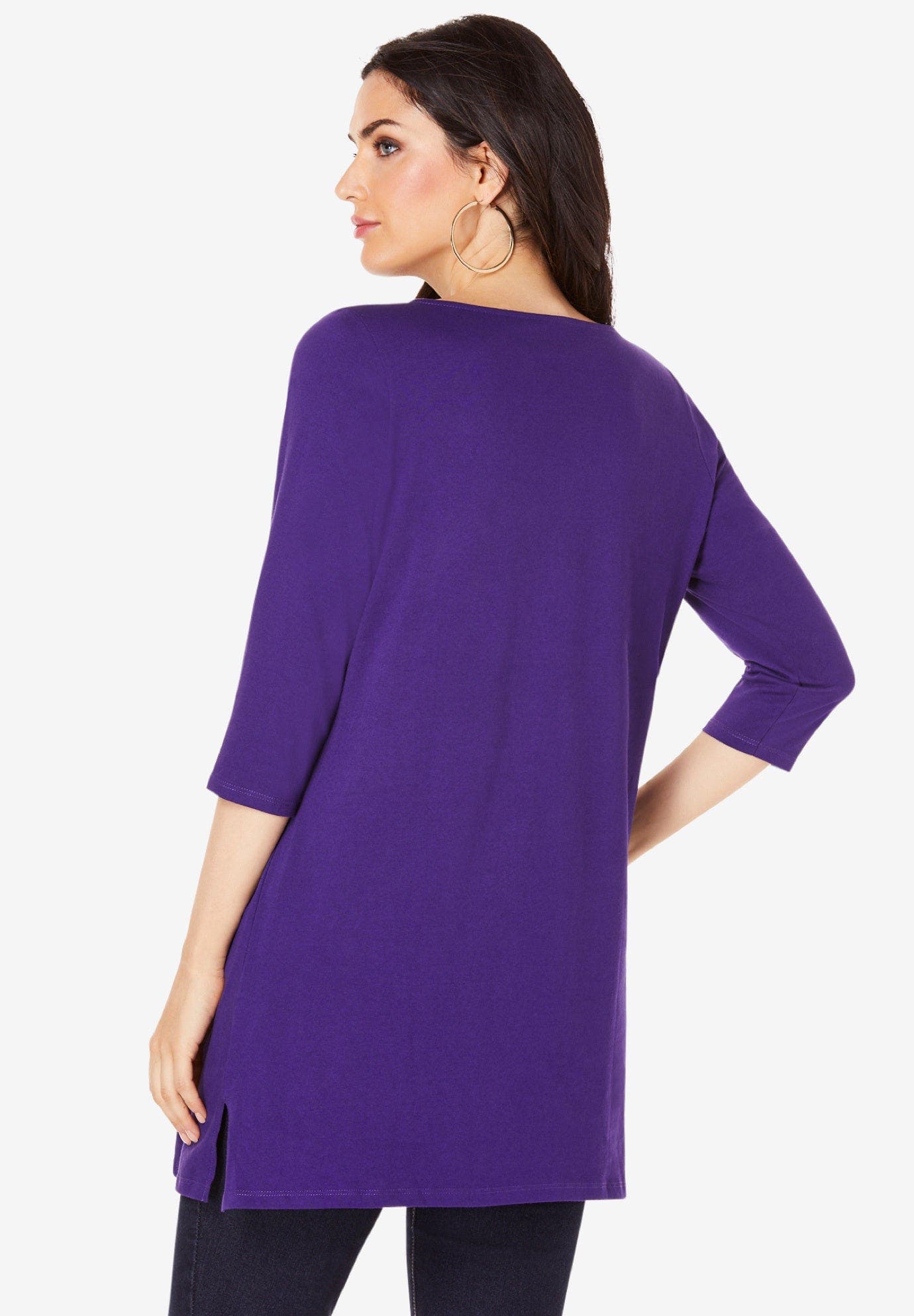 Plus Size Cotton Ultimate Boatneck Tunic With Side Slits - image 2
