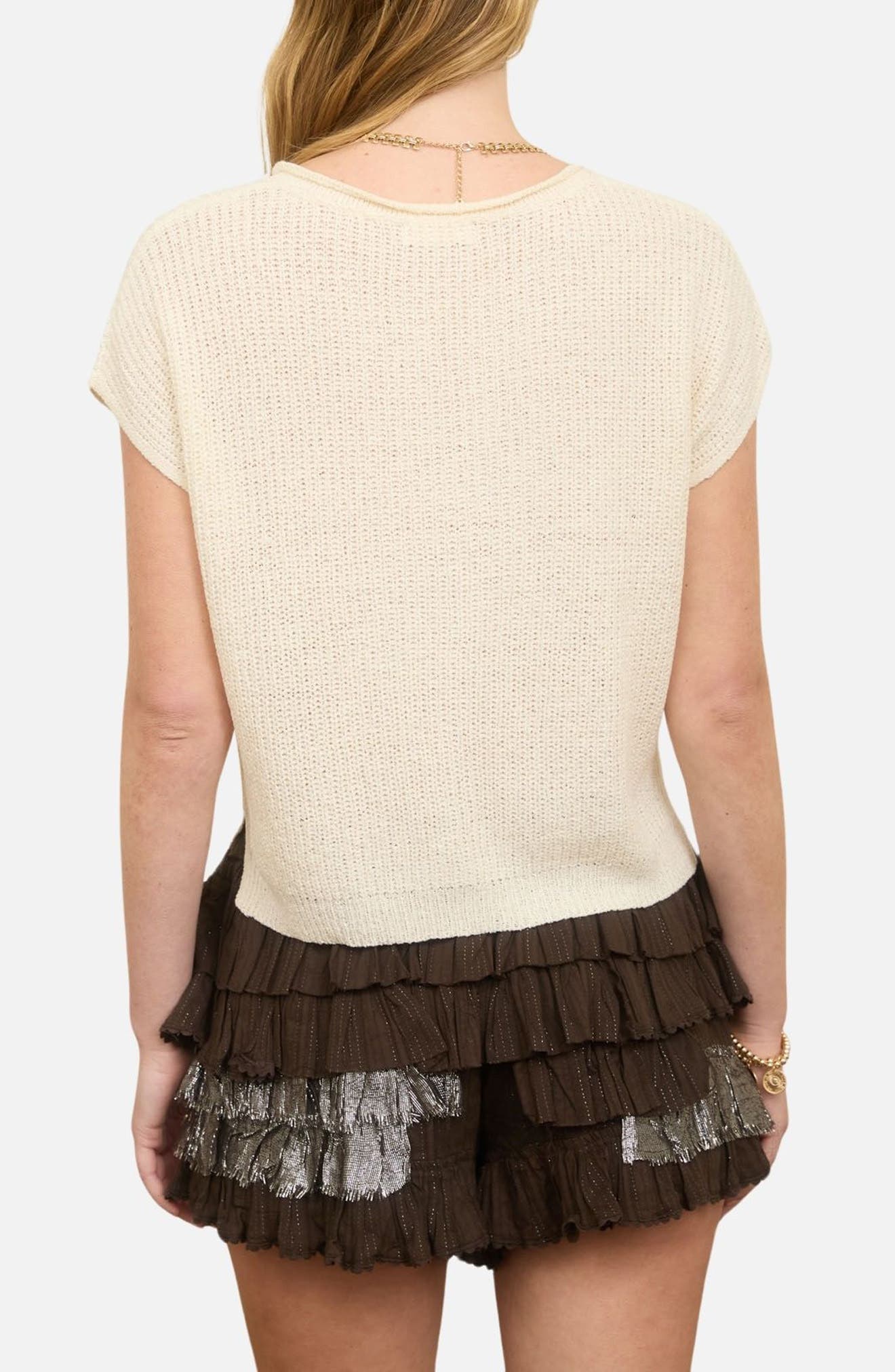 Batwing Sleeve Split Neck Sweater - image 4