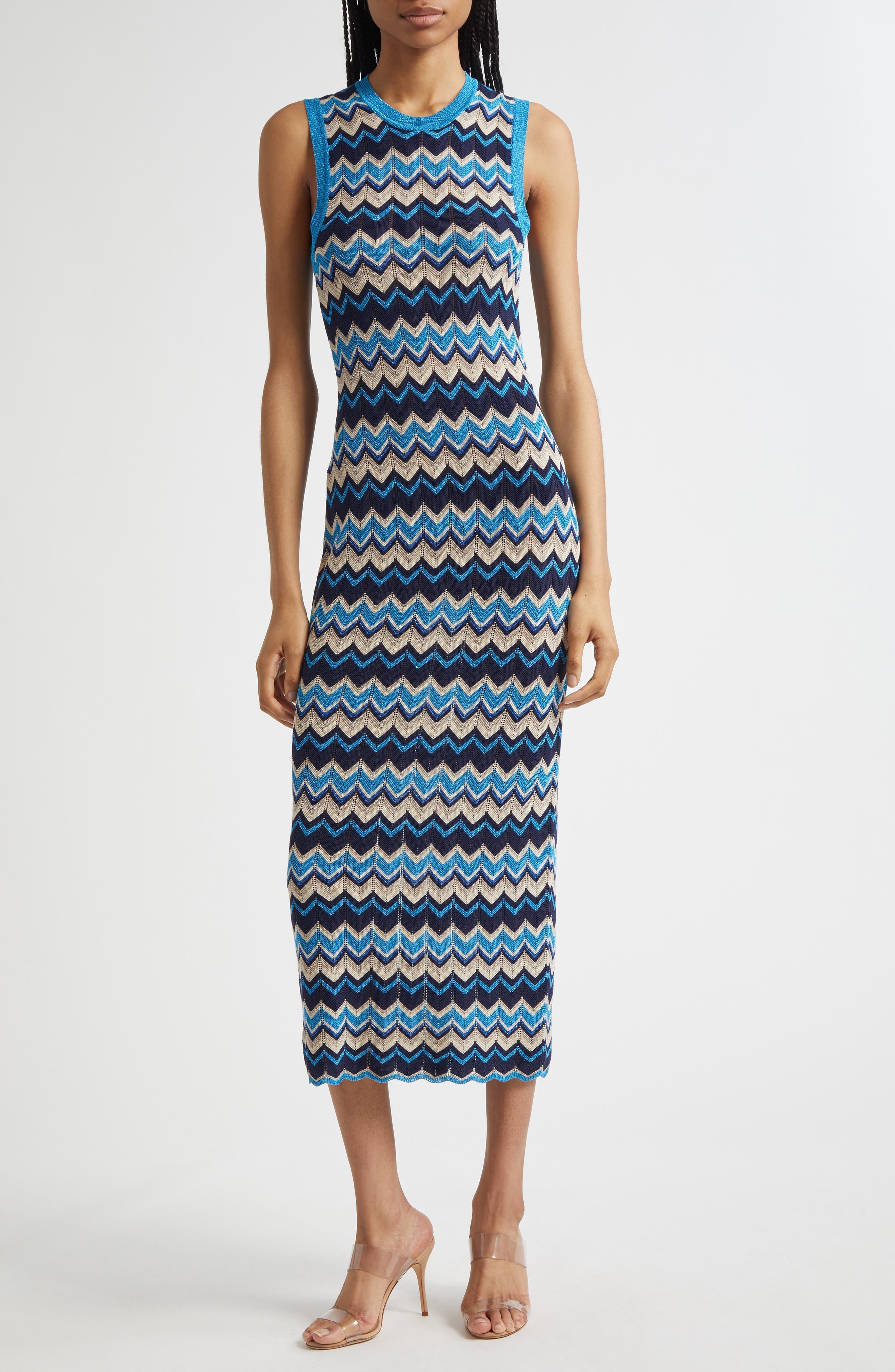 Declan Metallic Chevron Stripe Cotton Blend Sweater Dress - image 1