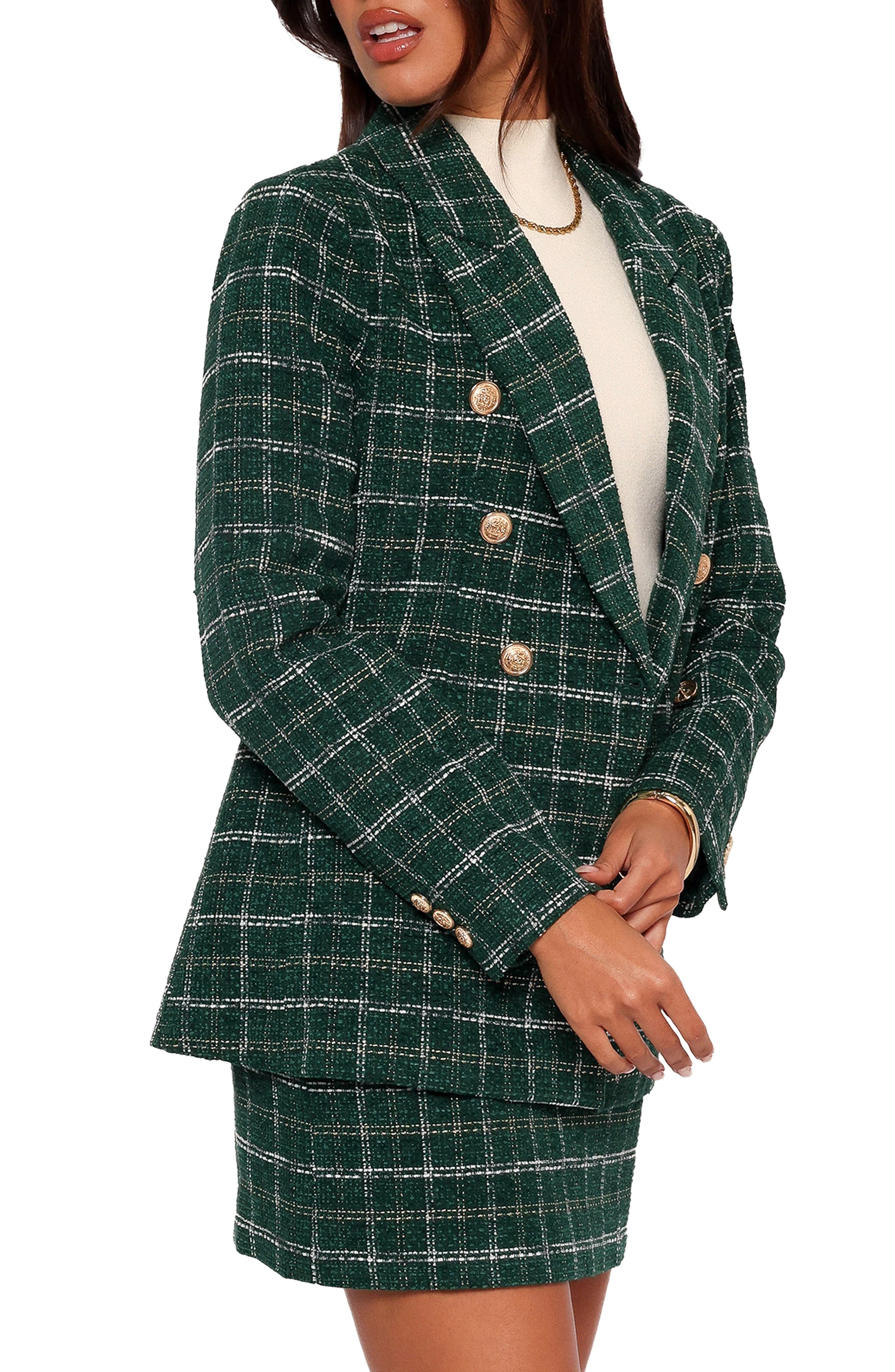 Jules Plaid Double Breasted Twill Blazer - image 1