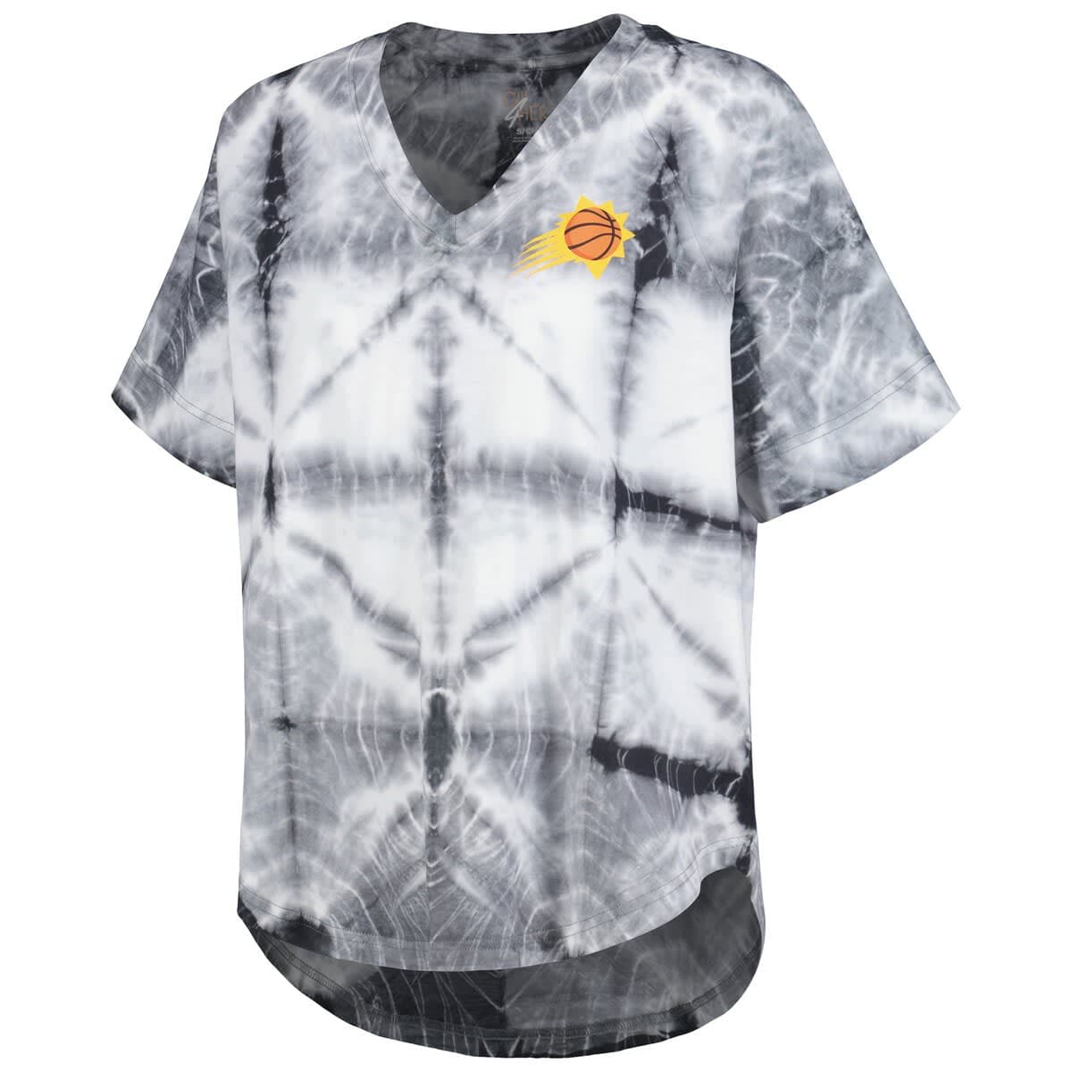 Women's G-III 4Her by Carl Banks Black Phoenix Suns Tournament Raglan Oversized Tie-Dye V-Neck T-Shirt - image 2