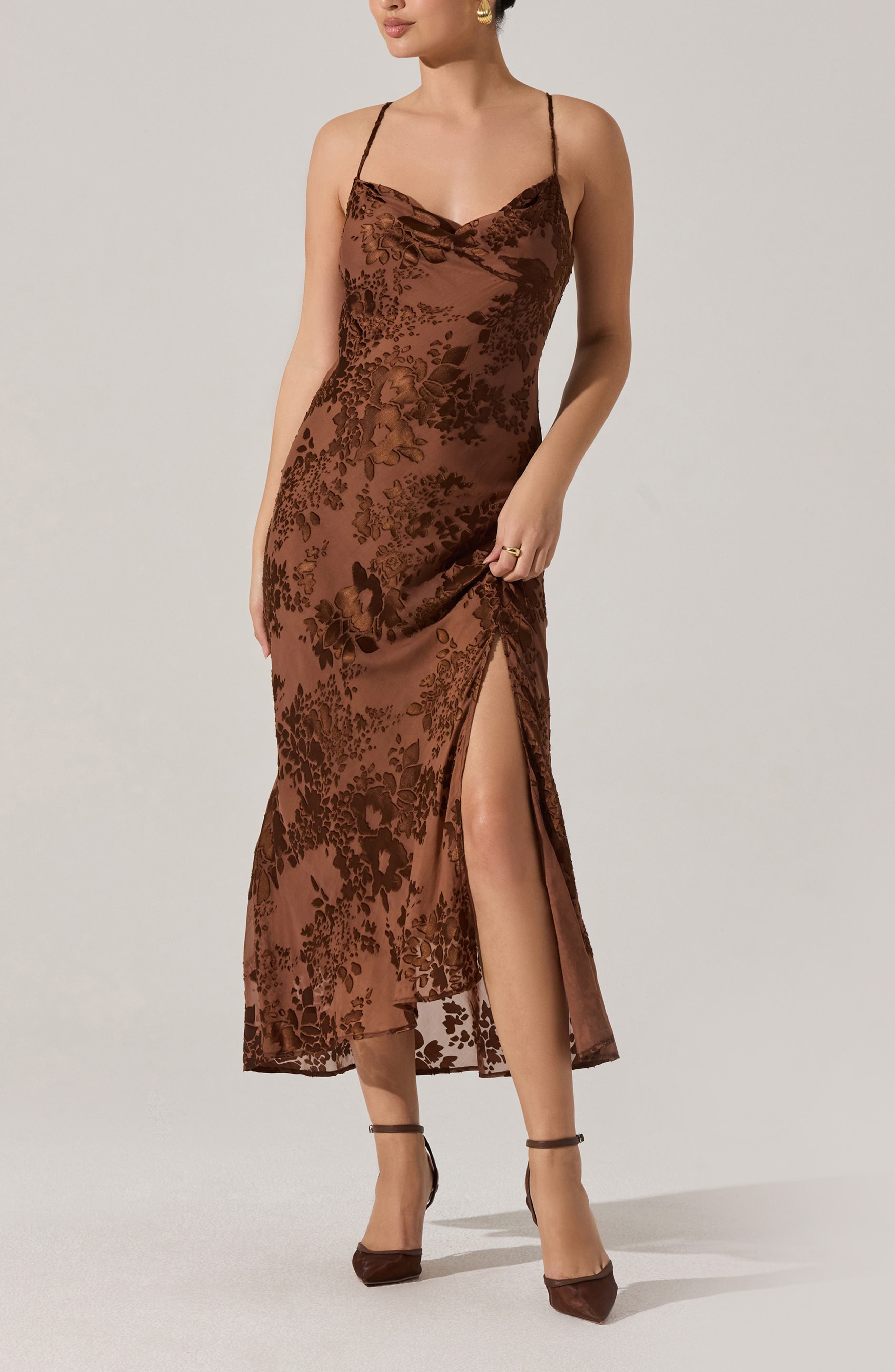 Gaia Floral Velvet Burnout Slipdress - image 1