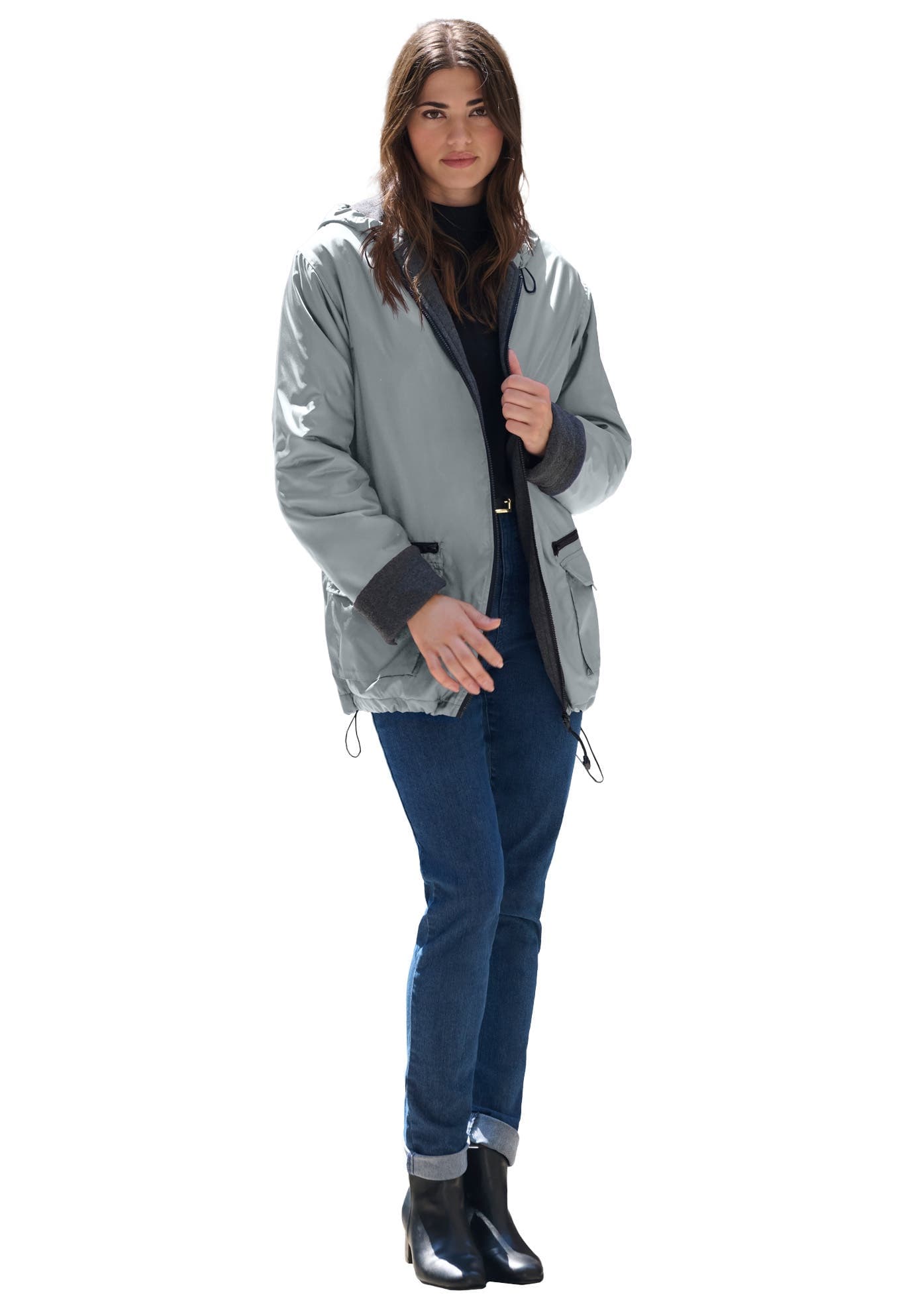 Plus Size Hooded Nylon Jacket - image 1