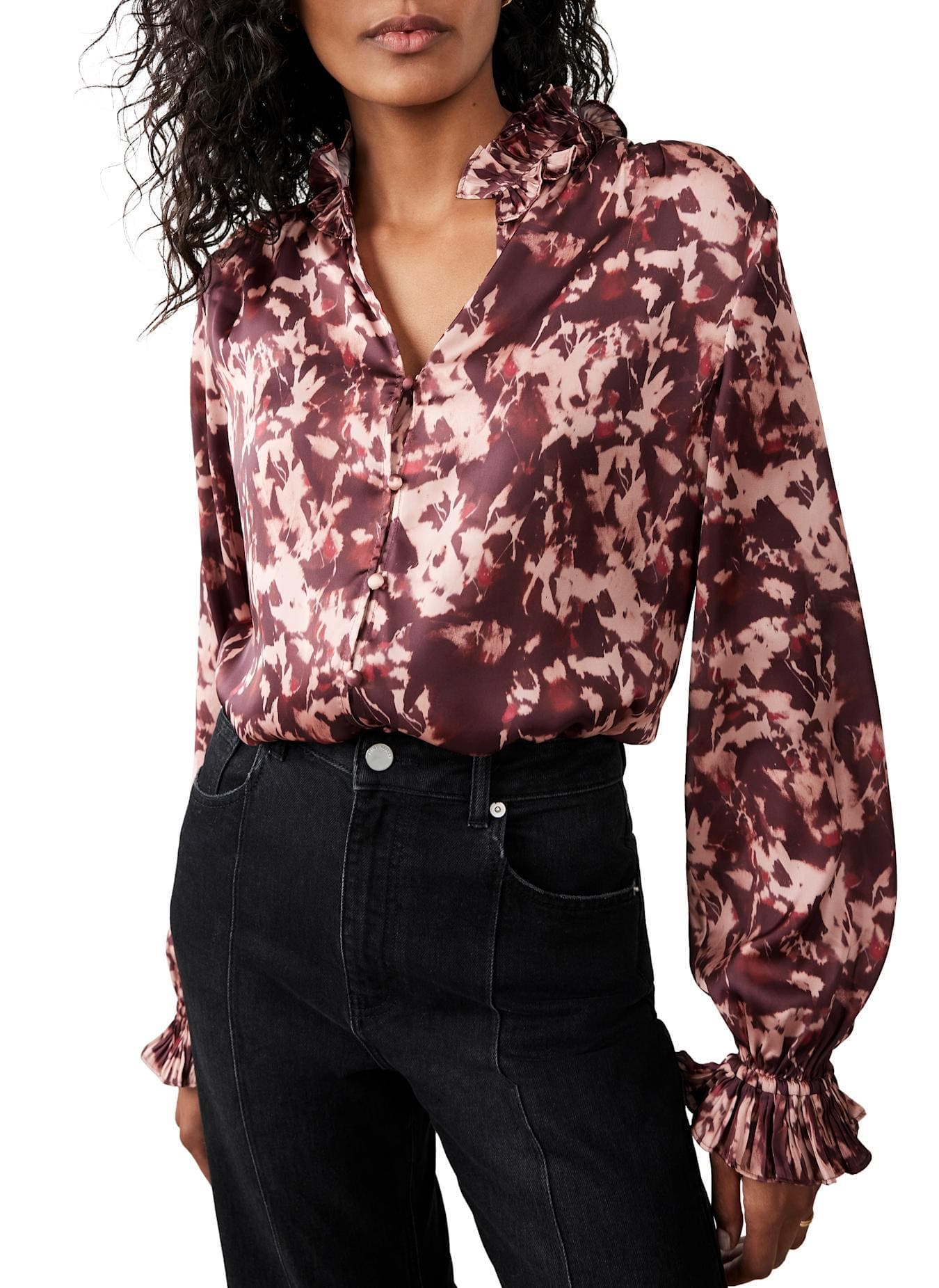 Printed Satin Blouse - image 1