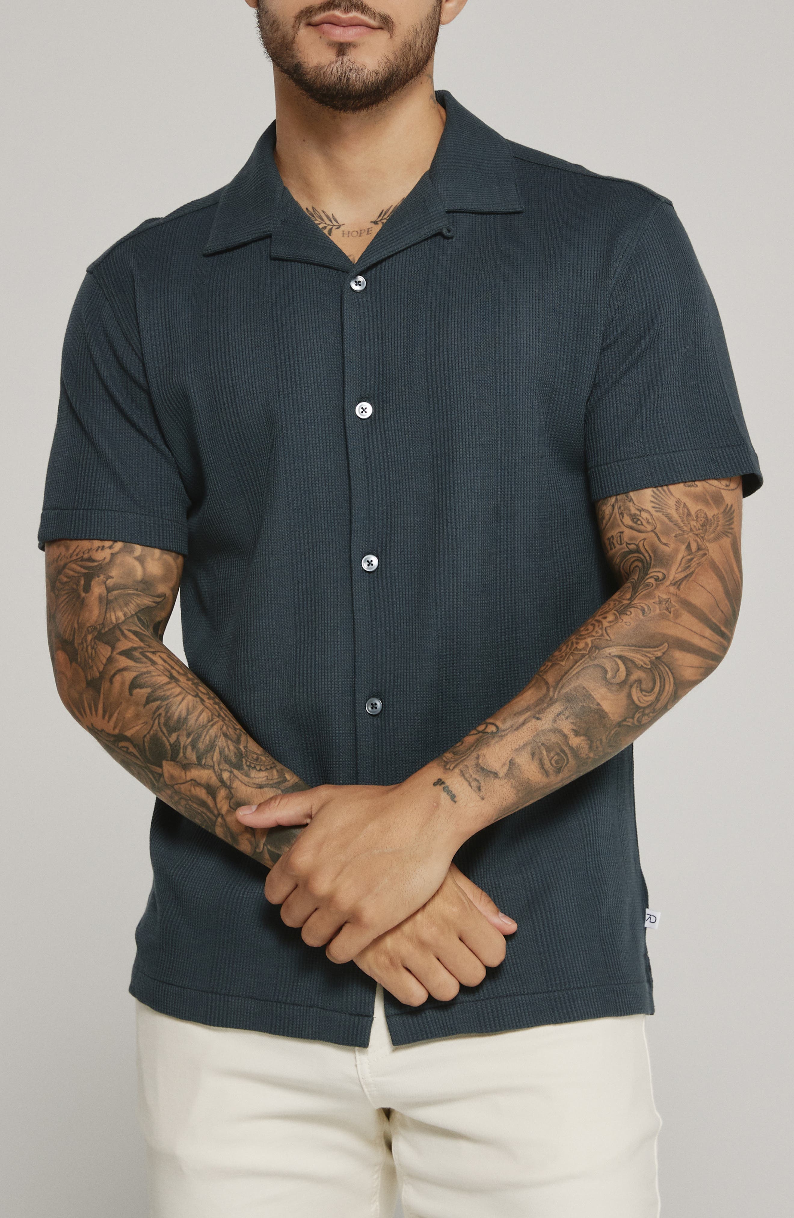 Burke Ribbed Knit Camp Shirt - image 1