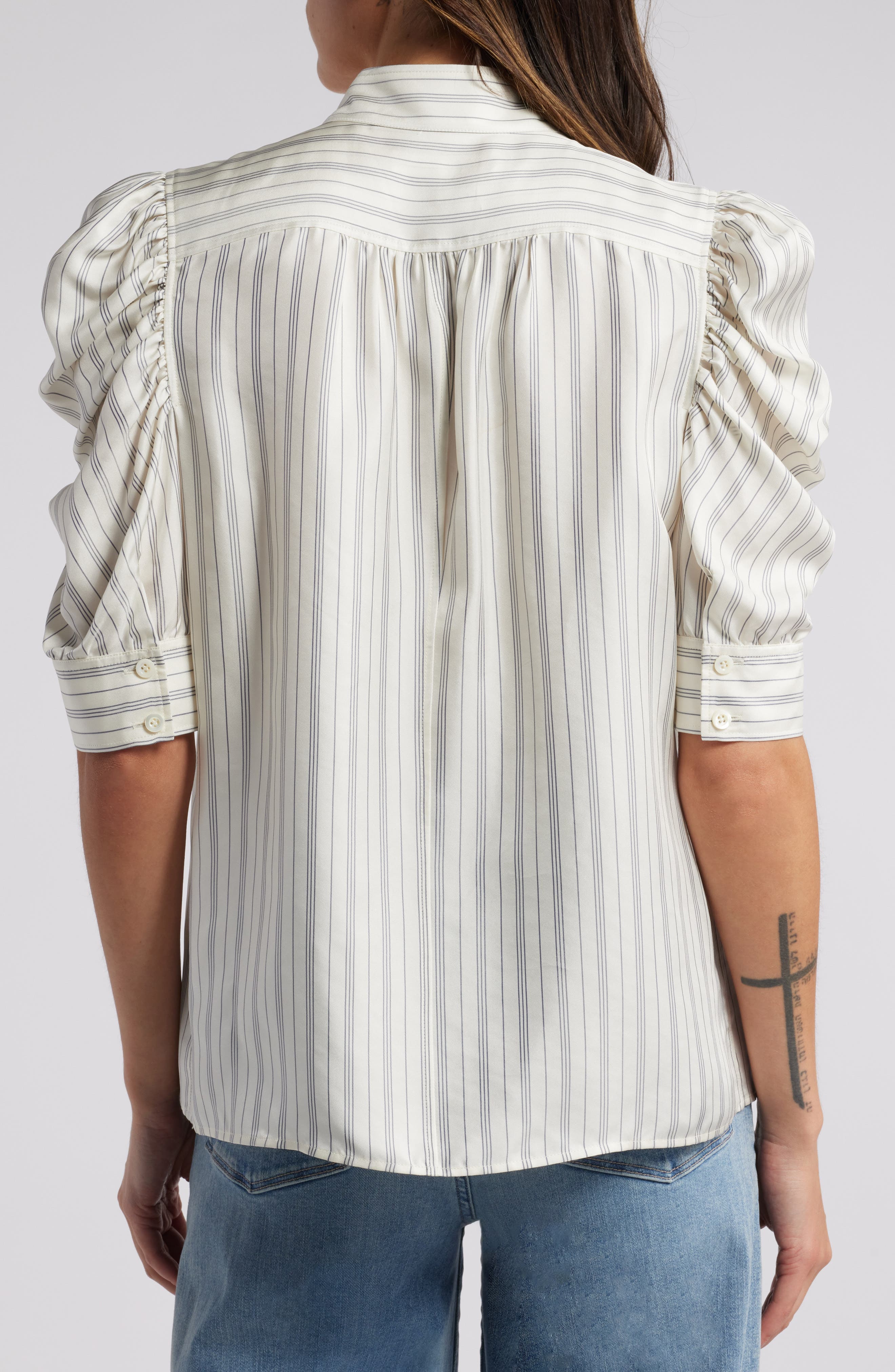 Gillian Stripe Silk Button-Up Shirt - image 2