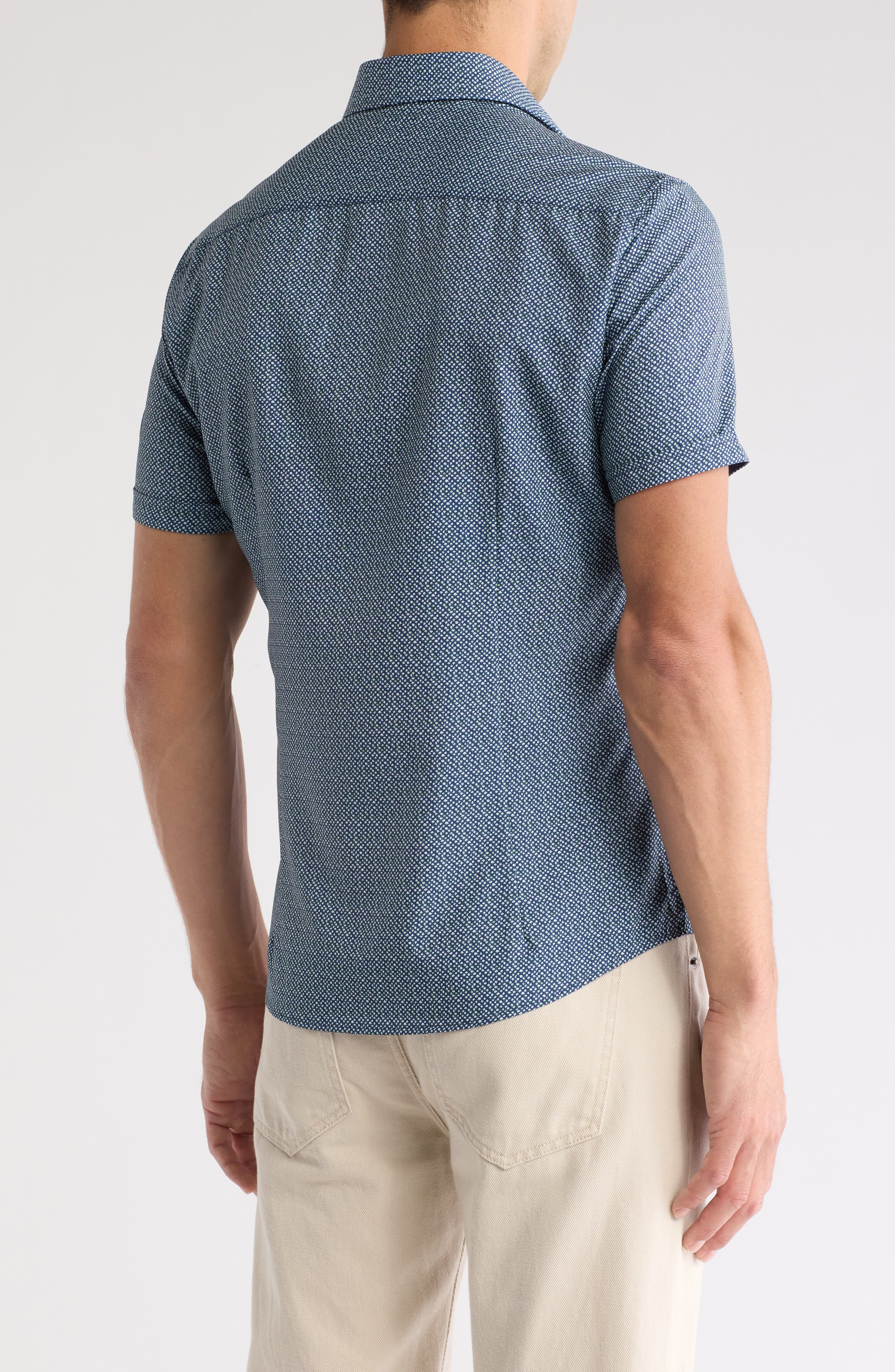 Microfiber Short Sleeve Button-Up Shirt - image 2