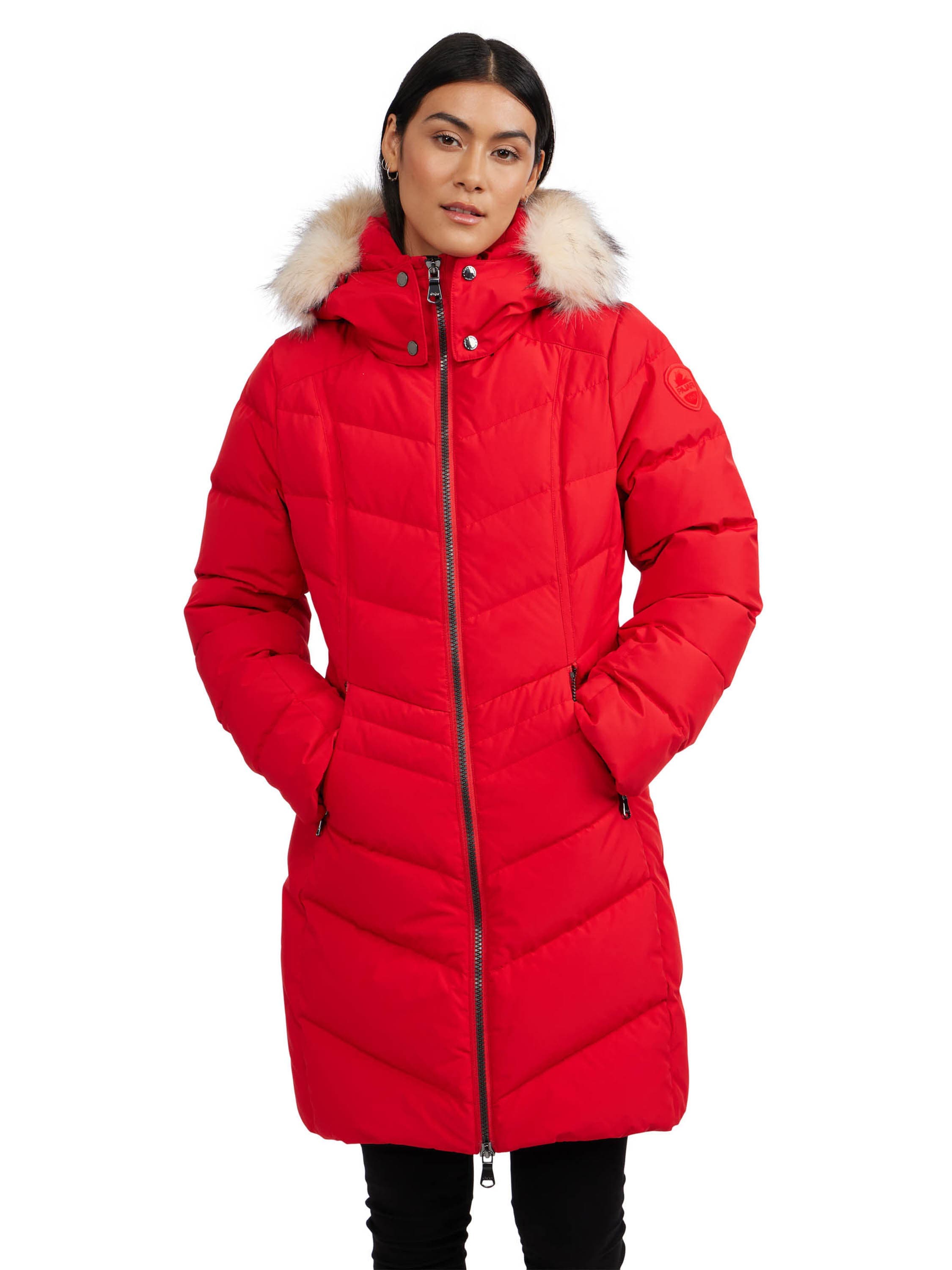 January Down Chevron Puffer with Detachable Hood Fur - image 3