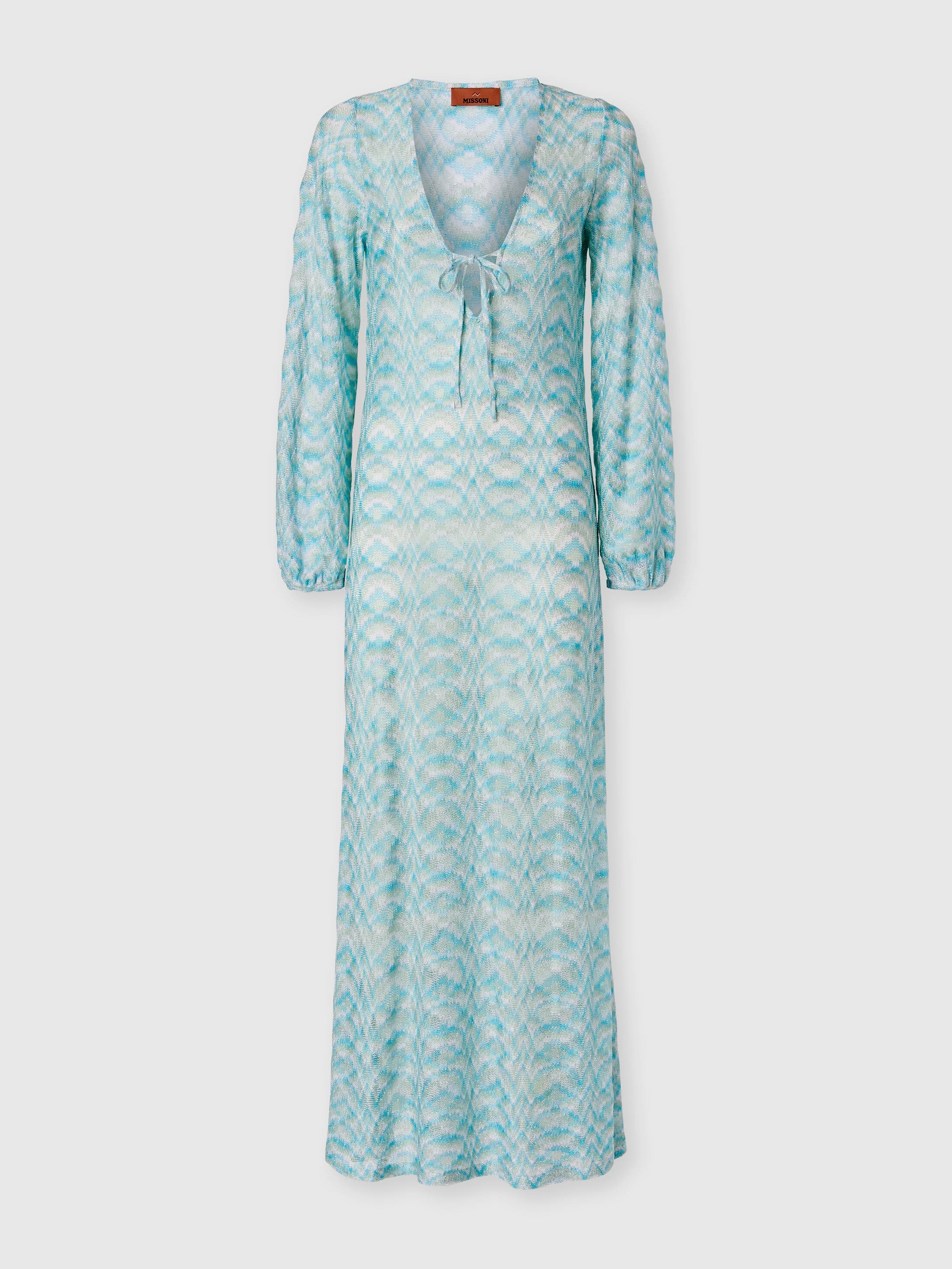 Long-sleeved Cover-up Dress In Shaded Lame Viscose