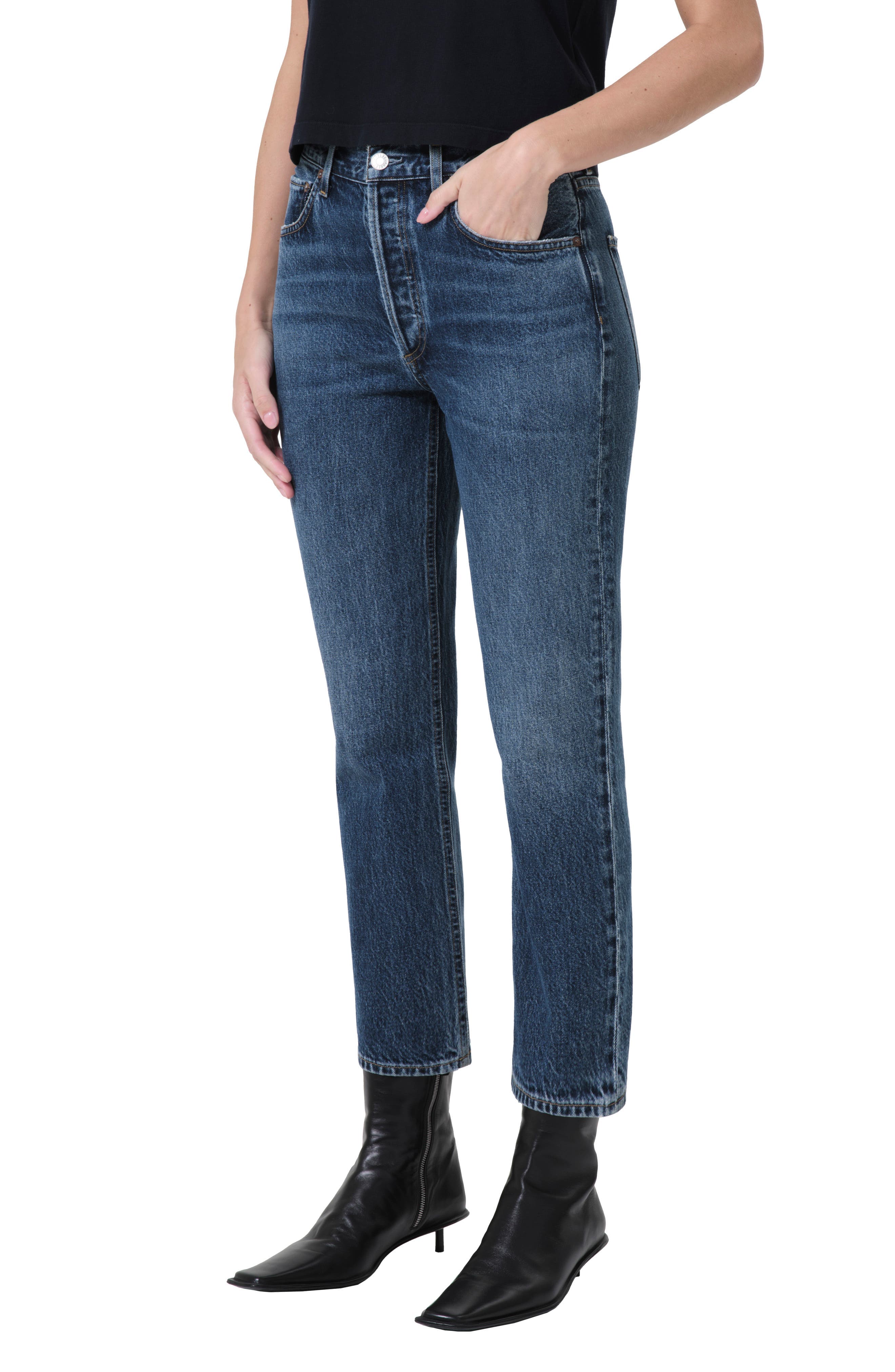 Riley High Waist Crop Straight Leg Jeans - image 1