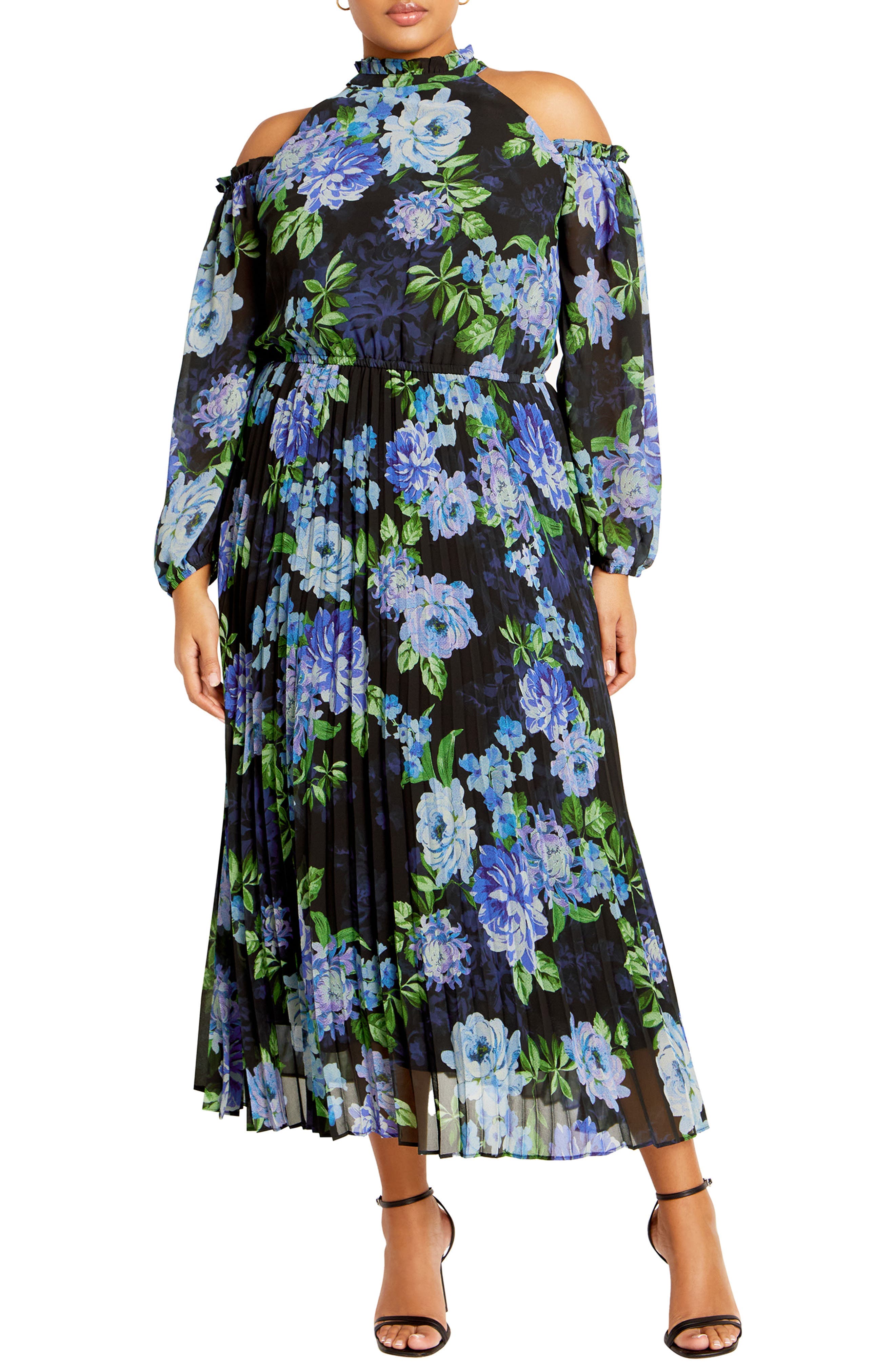 Promise Floral Cold Shoulder Long Sleeve Maxi Dress - image 1