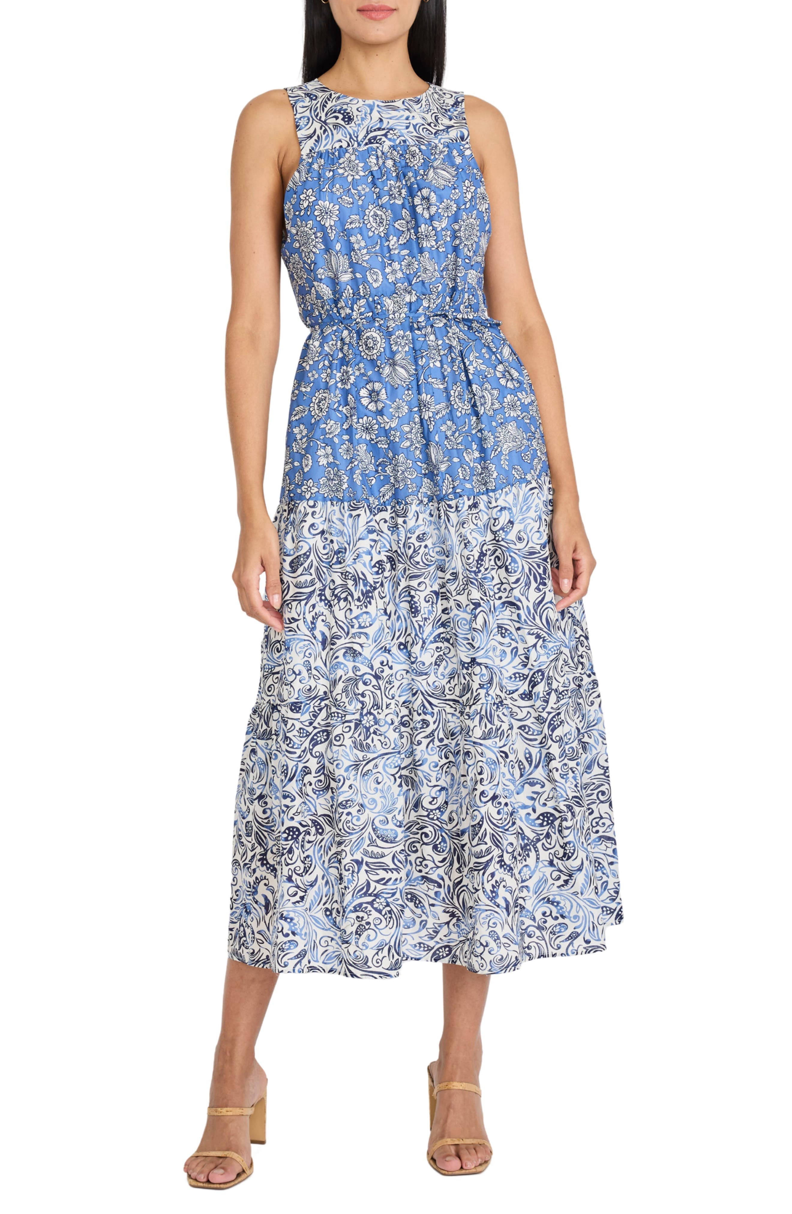 Floral Paisley Sleeveless Cotton Midi Dress - image 1