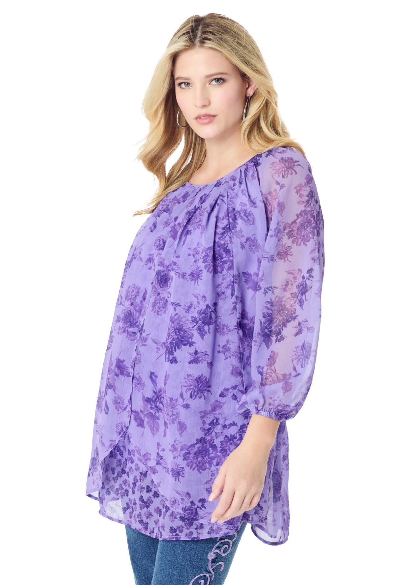 Blouson Sleeve Overlay Blouse - image 3