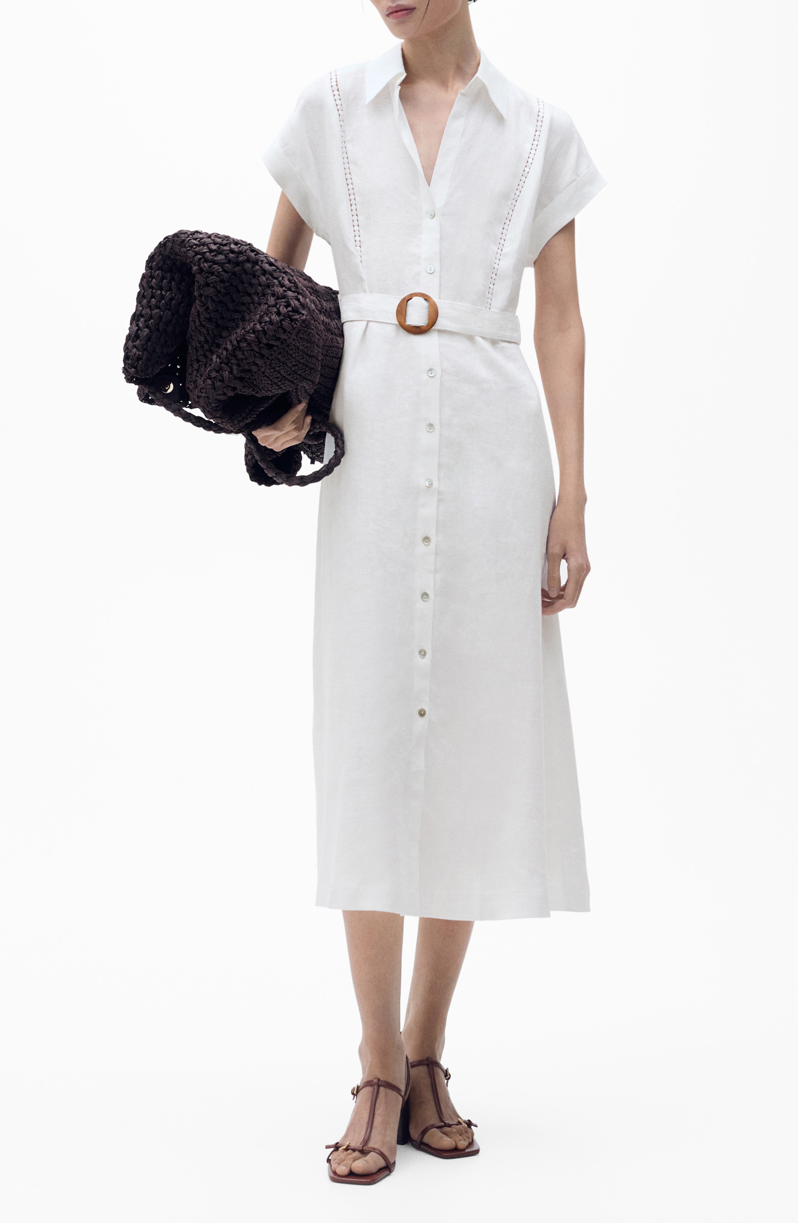 Belted Linen Shirtdress - image 1