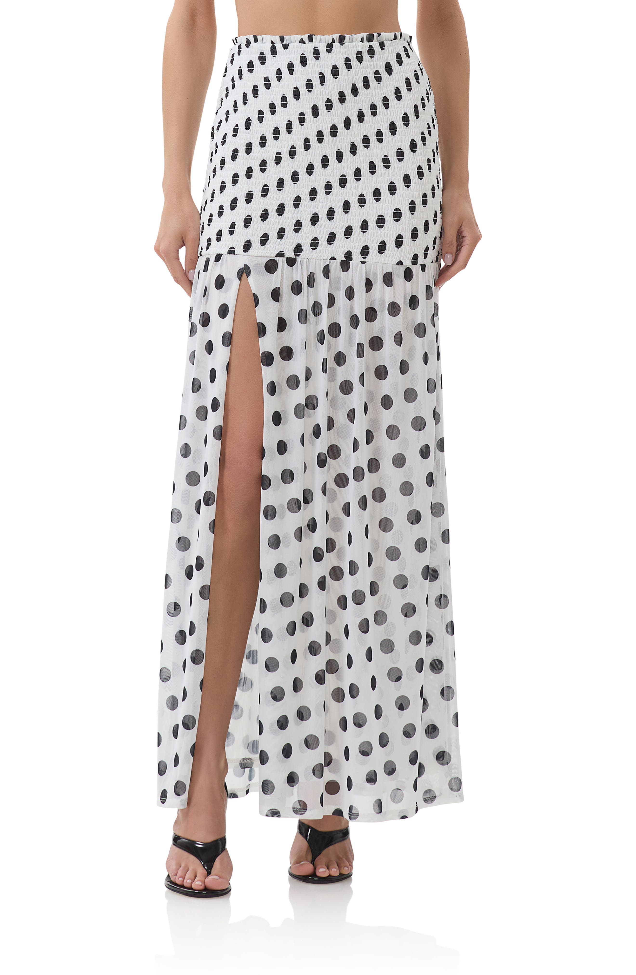 Quincy Print Smocked Mesh Maxi Skirt - image 1