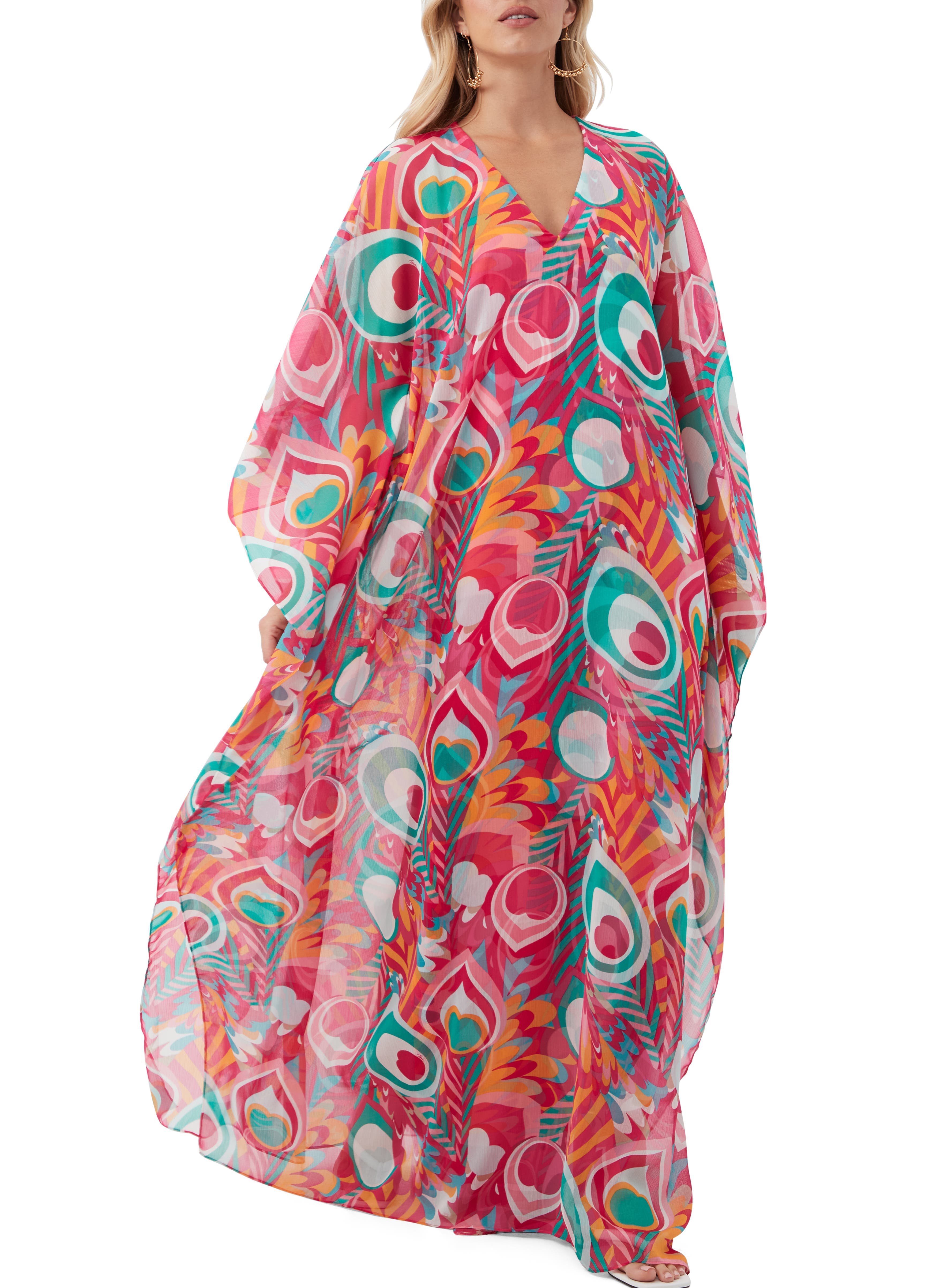 Printed Salon Maxi Caftan Dress - image 1