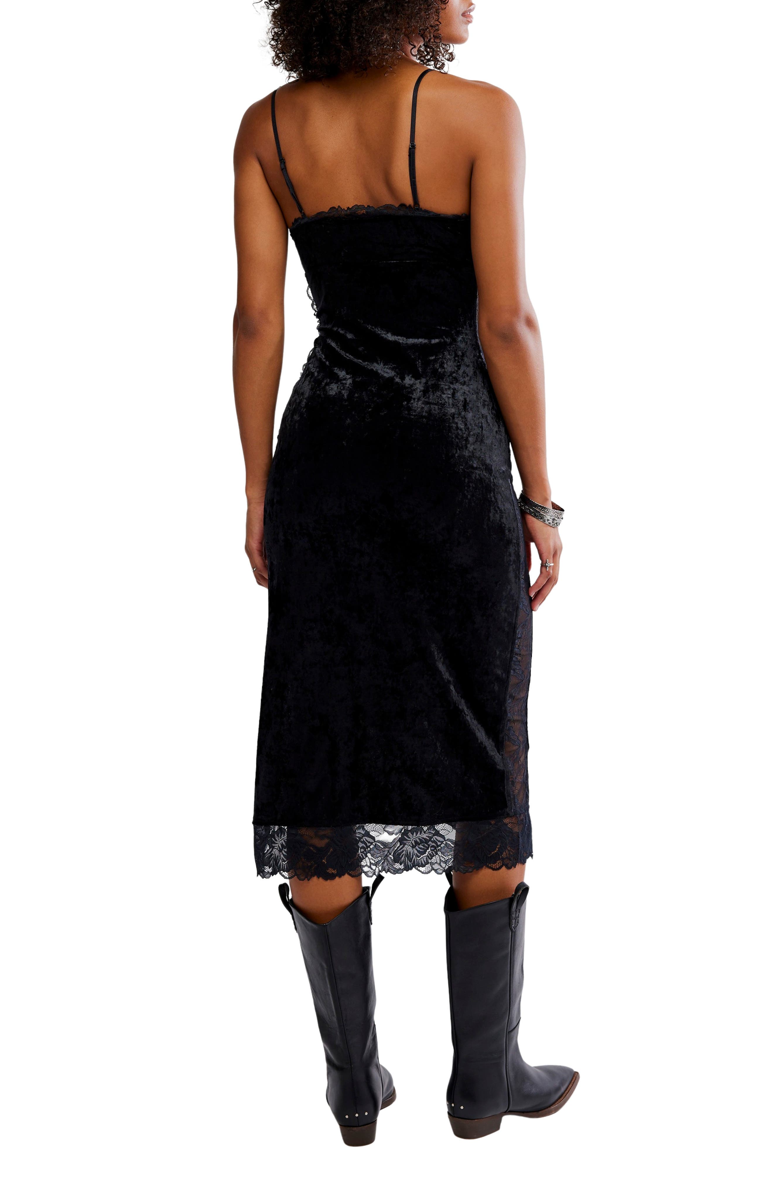 Raise A Toast Velvet & Lace Midi Slipdress - image 2