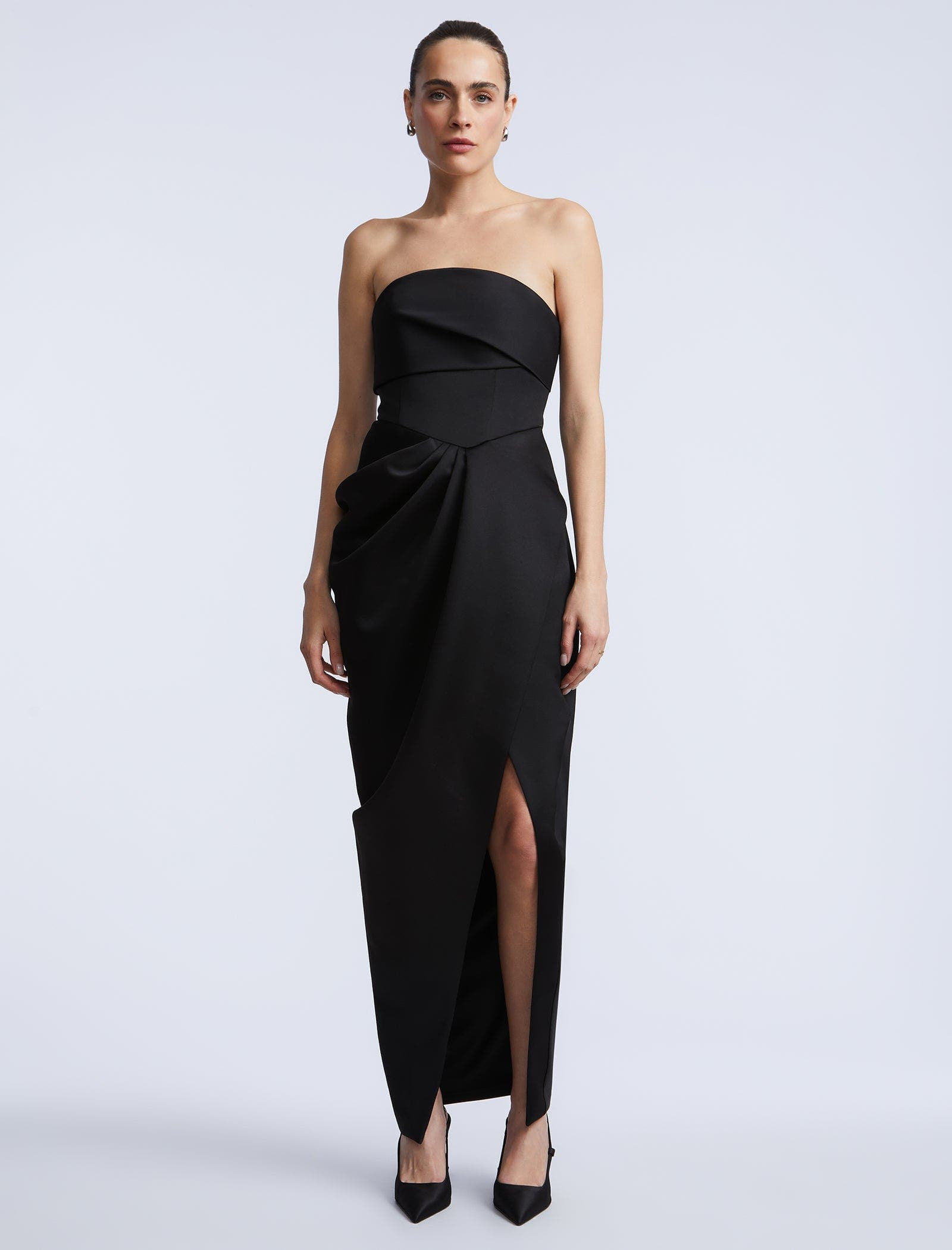 Solid Bodice Wrap Skirt Gown - image 1