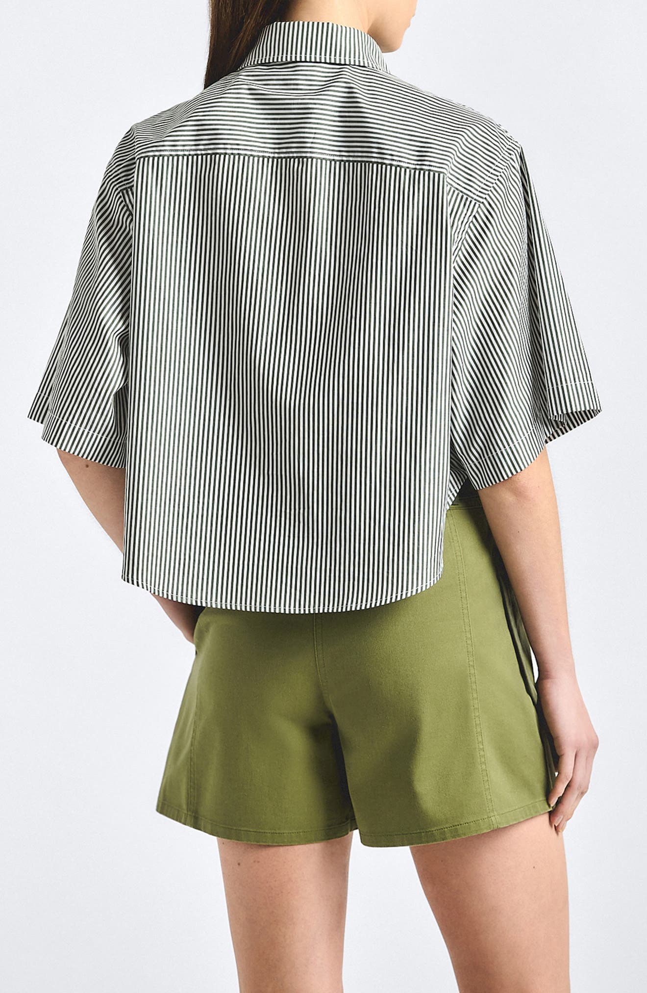 Ember Oversize Stripe Crop Cotton Button-Up Shirt - image 2