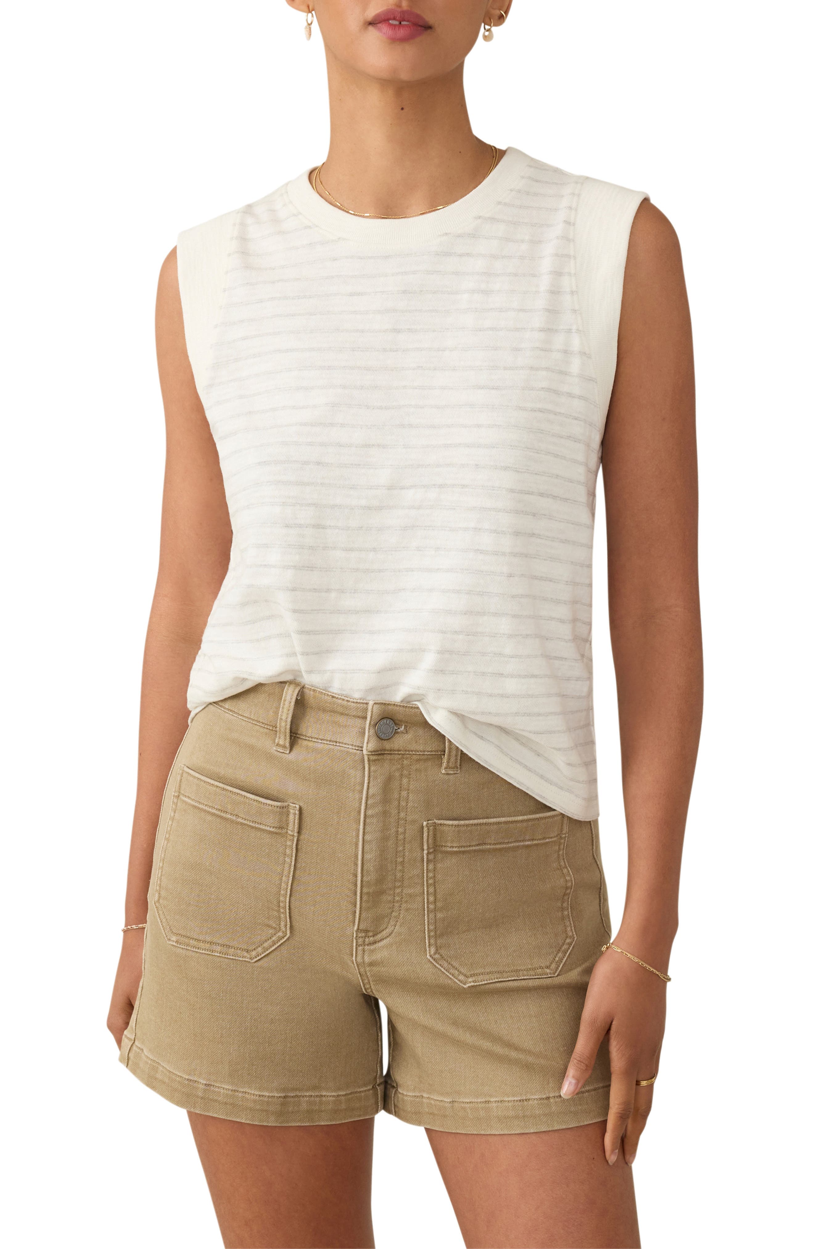 Sunwashed Stripe Organic Cotton Slub Muscle Tank - image 1