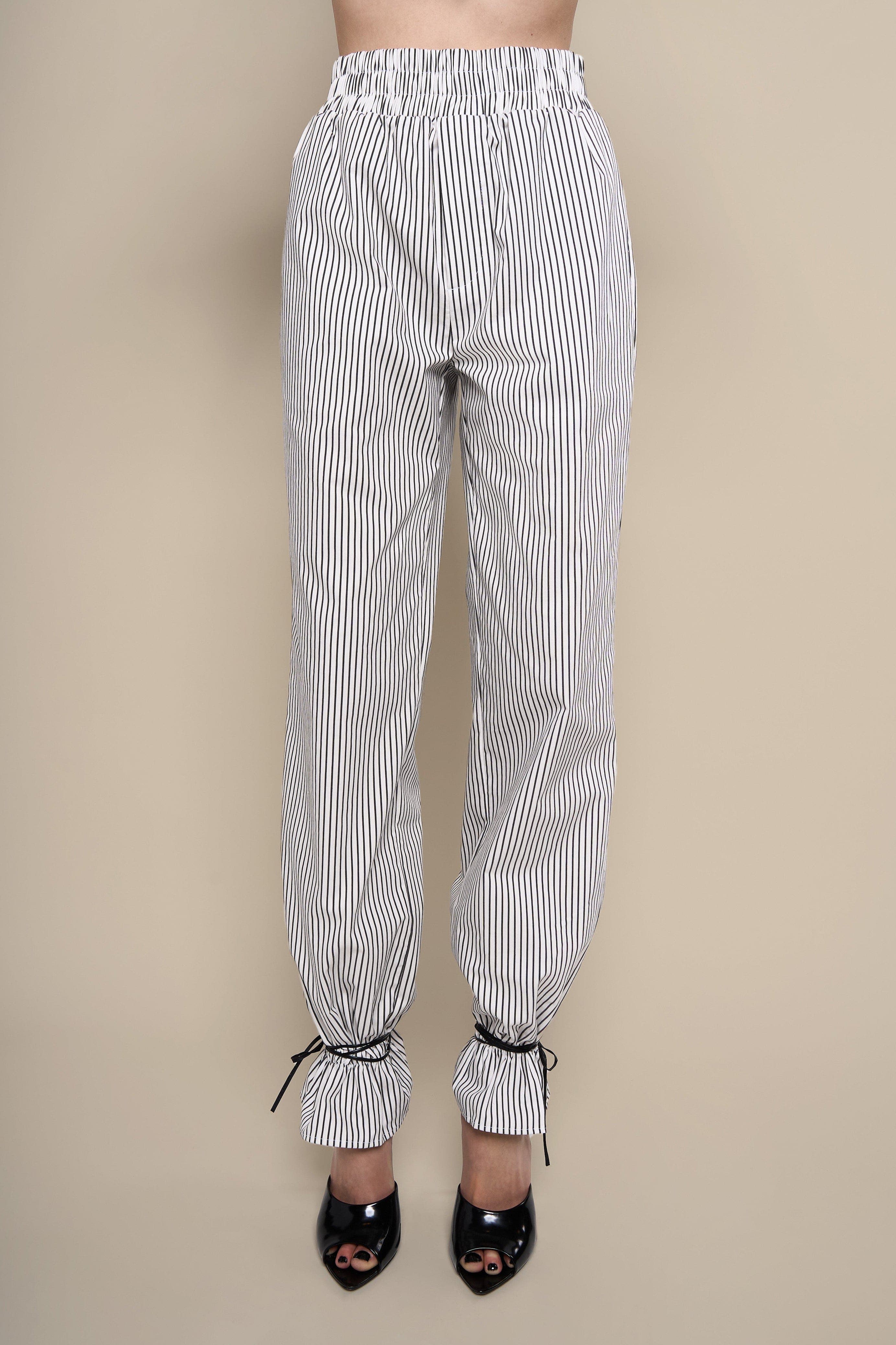 Thomasin Relaxed Striped Cotton Ankle-Tie Pants - image 2