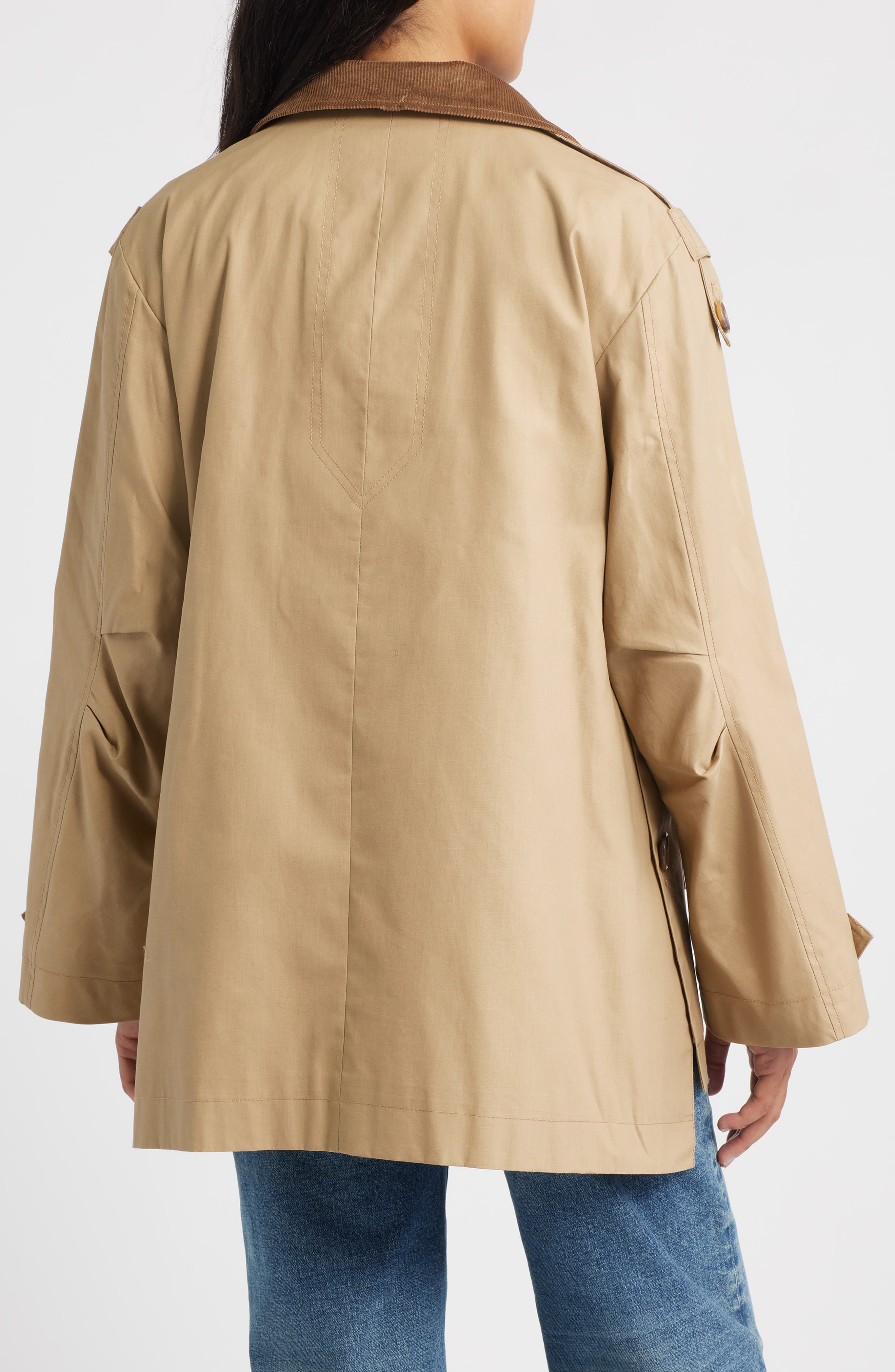 Courduroy Stand Collar Cotton Trench Coat - image 2
