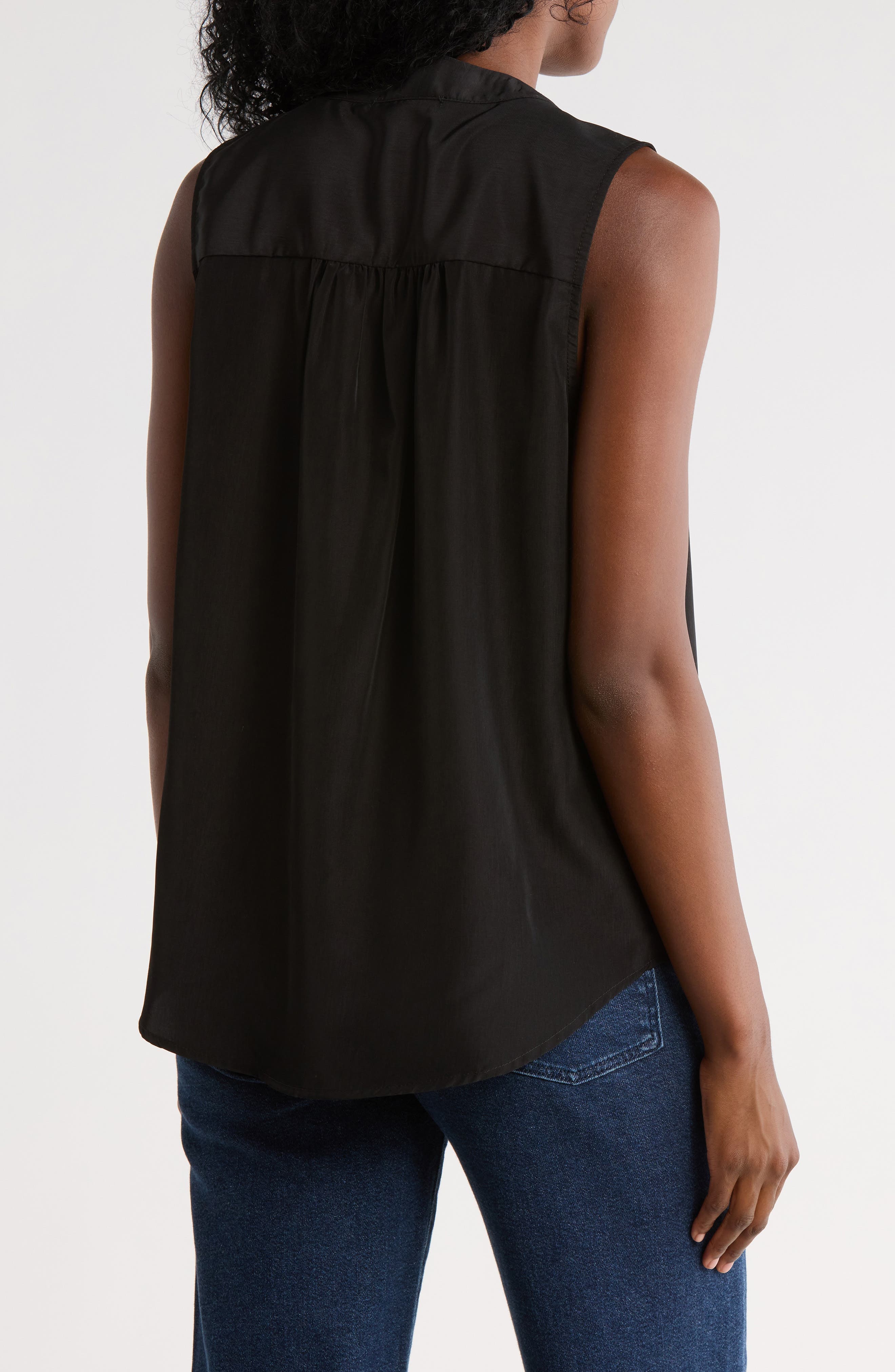 V-Neck Sleeveless Pleat Front Top - image 2