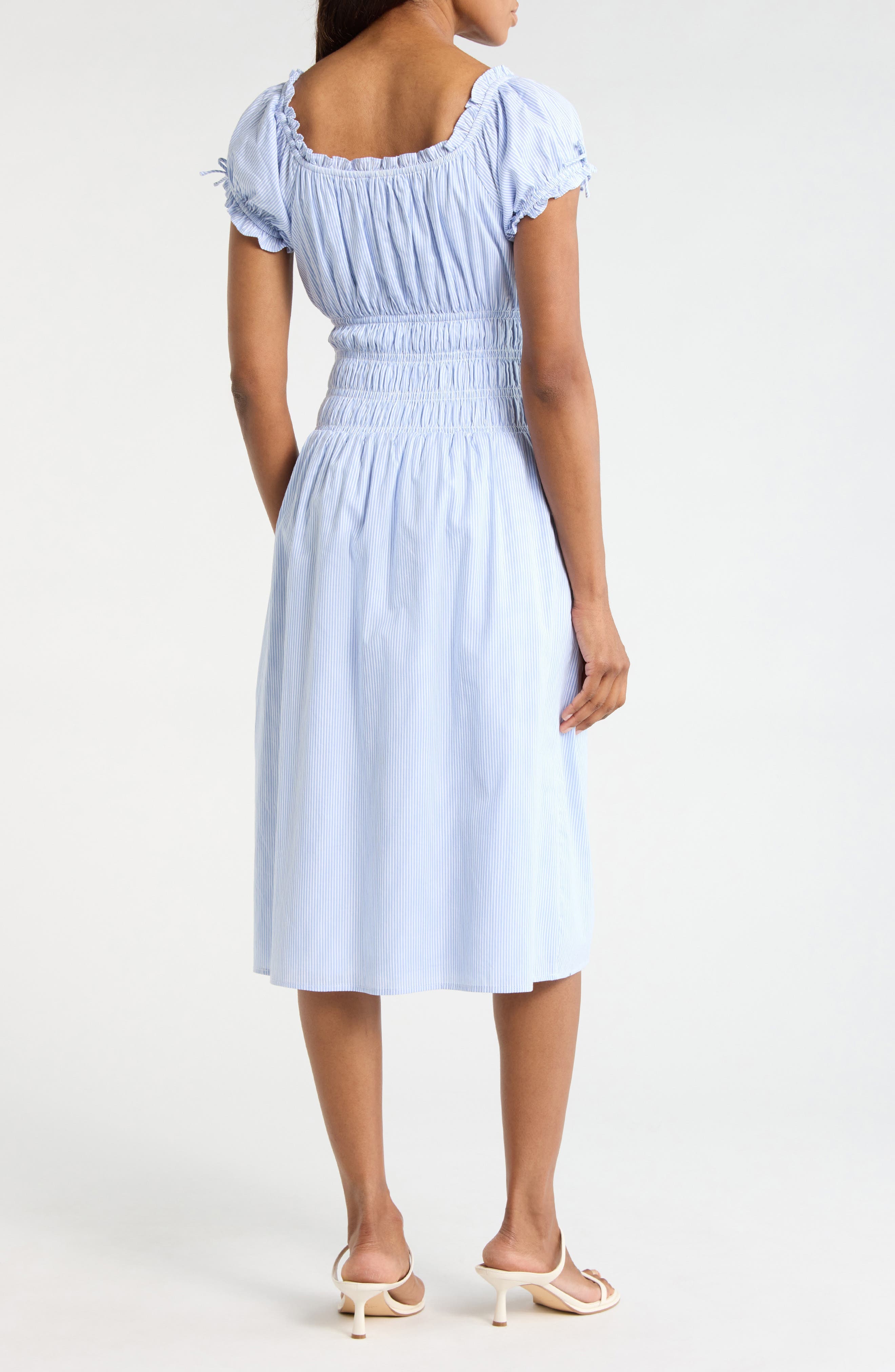 Shirred Cotton Midi Dress - image 2