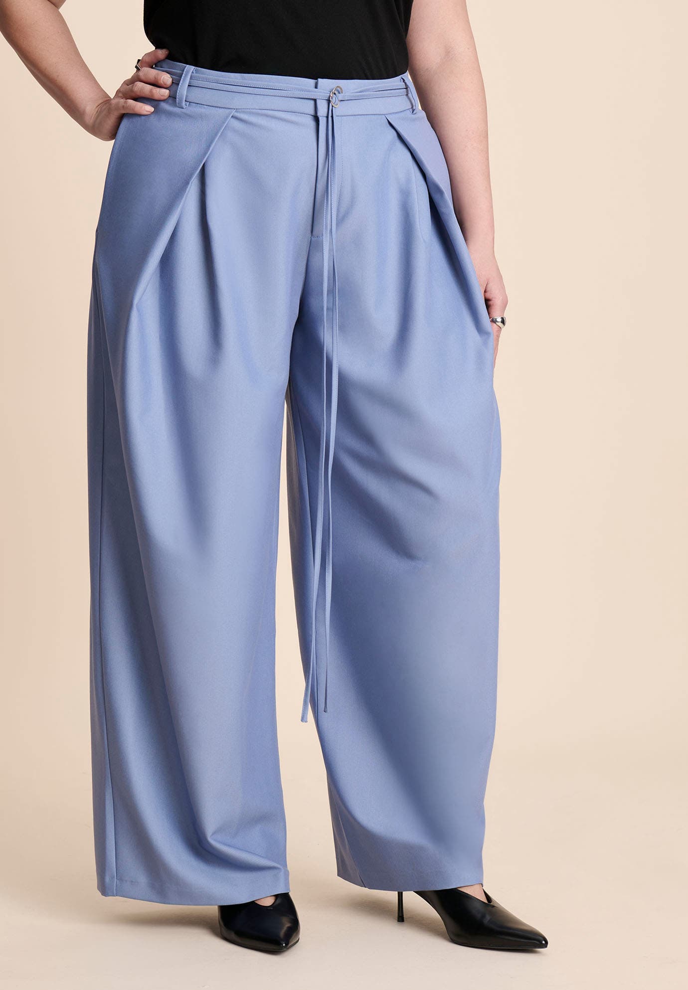 Pleat Detail Trouser With Long Belt - image 4
