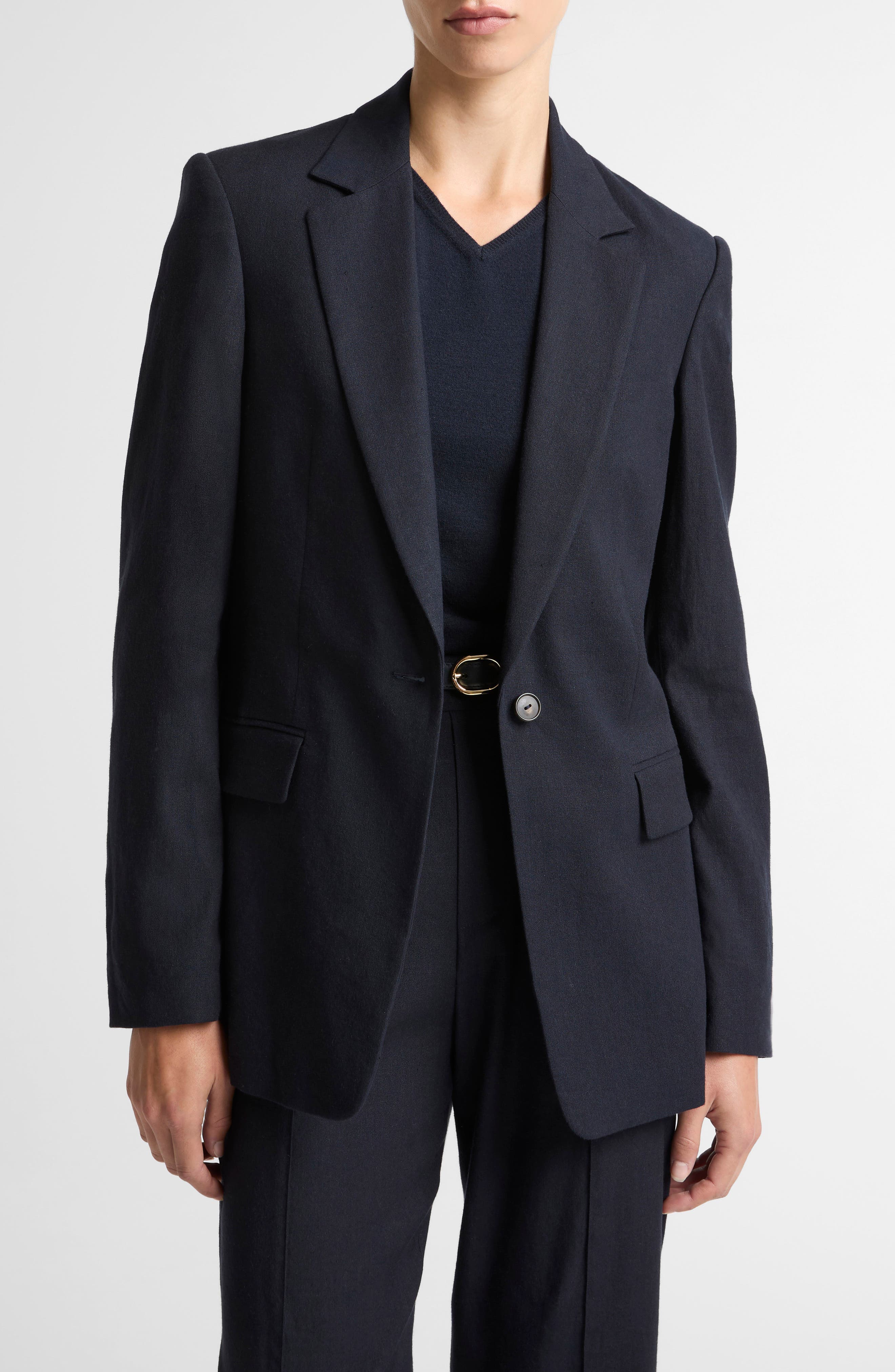 One-Button Linen Blend Blazer - image 3