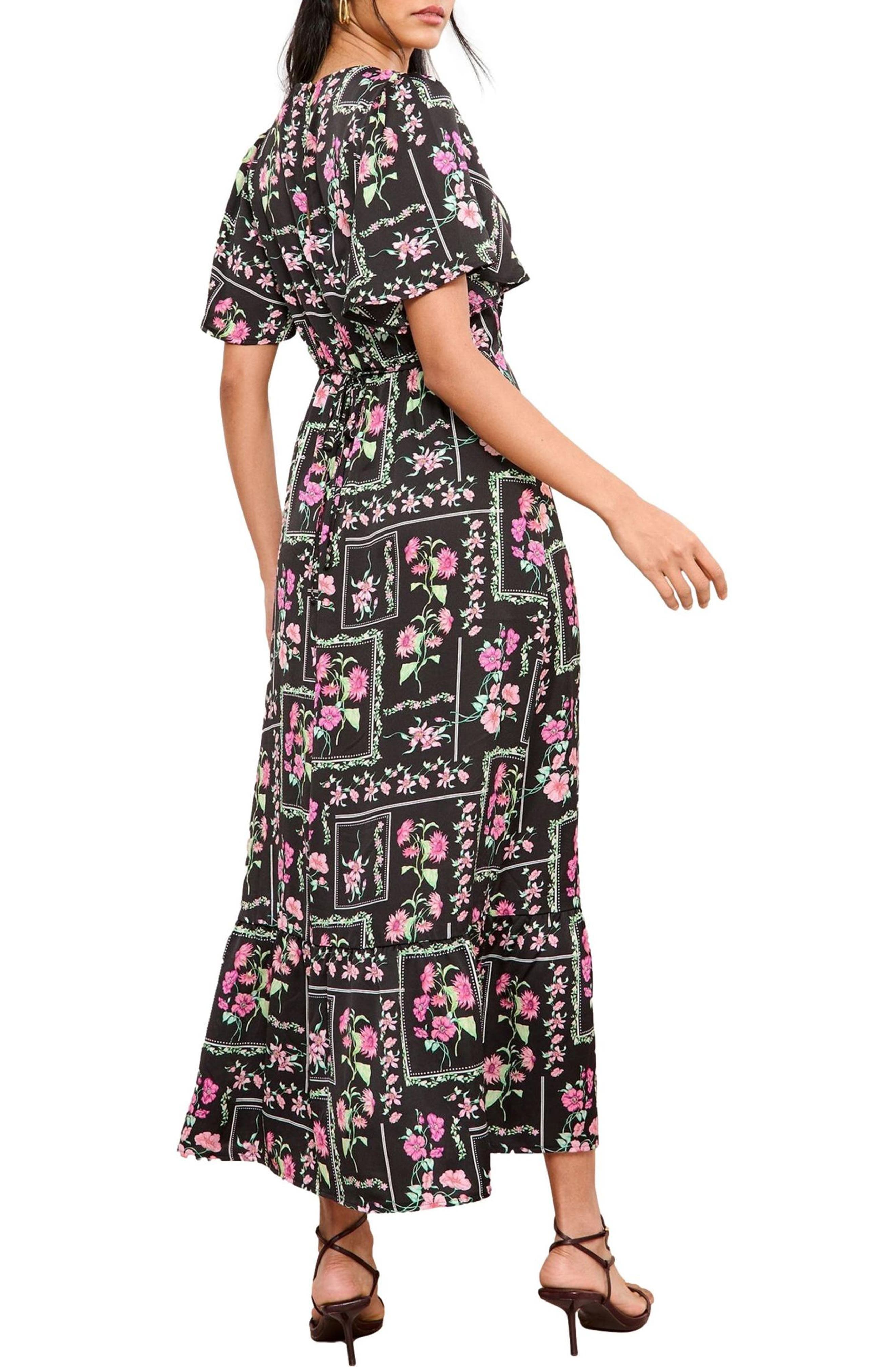 Floral Print Flutter Sleeve Maxi Dress - image 2