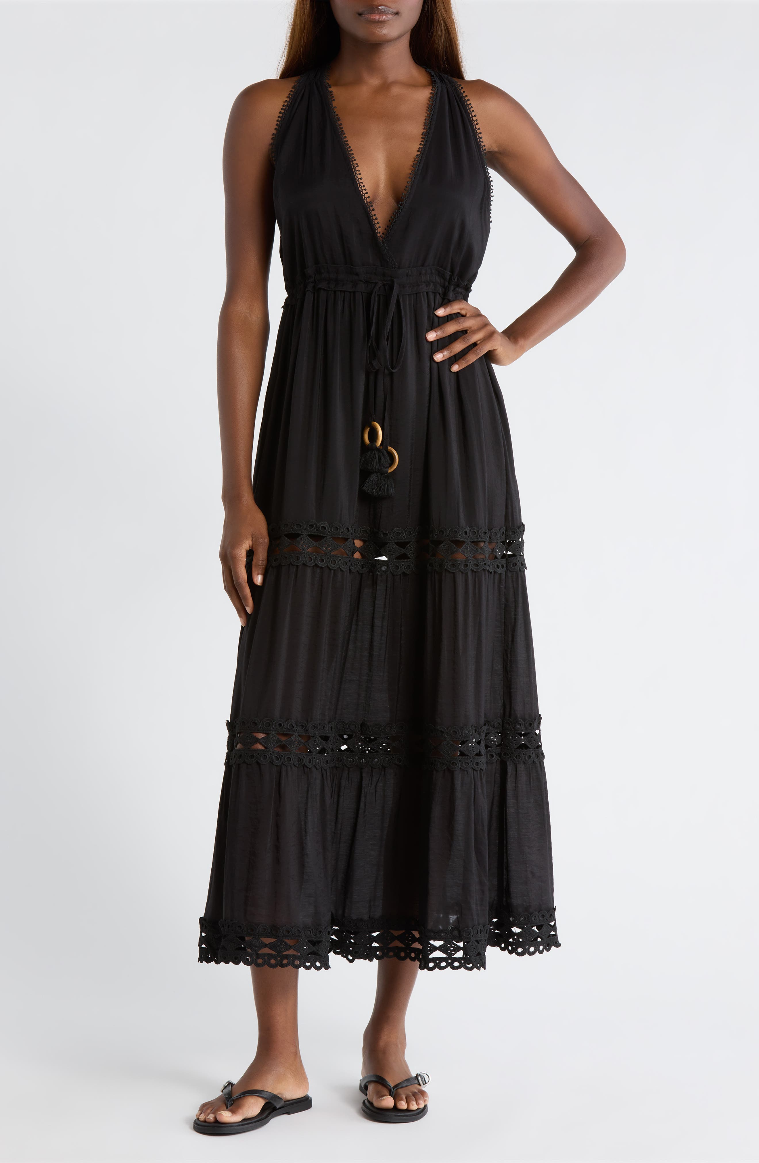Cutout Trim Sleeveless Cover-Up Maxi Dress - image 1