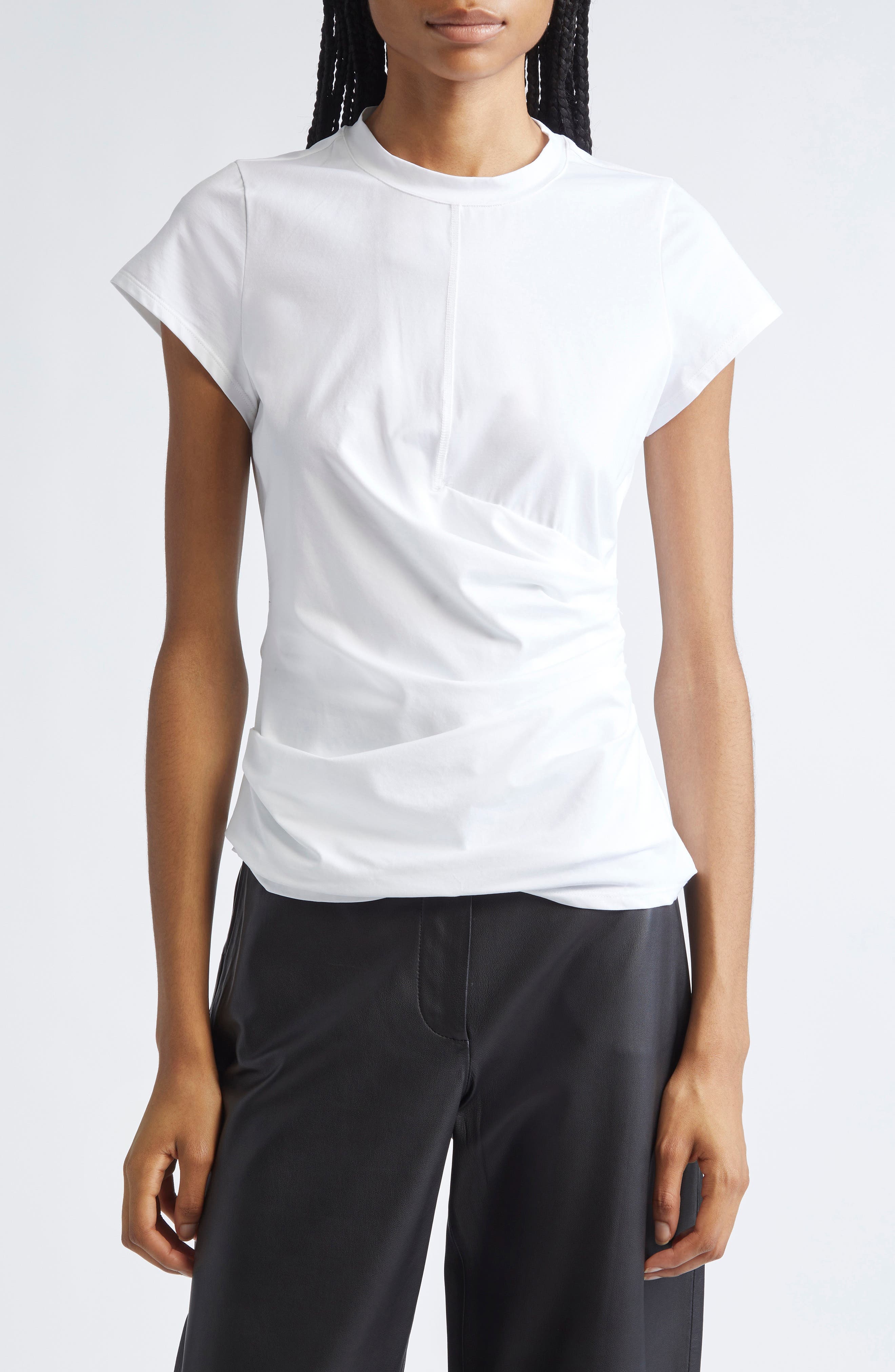 Draped Stretch Cotton T-Shirt - image 1