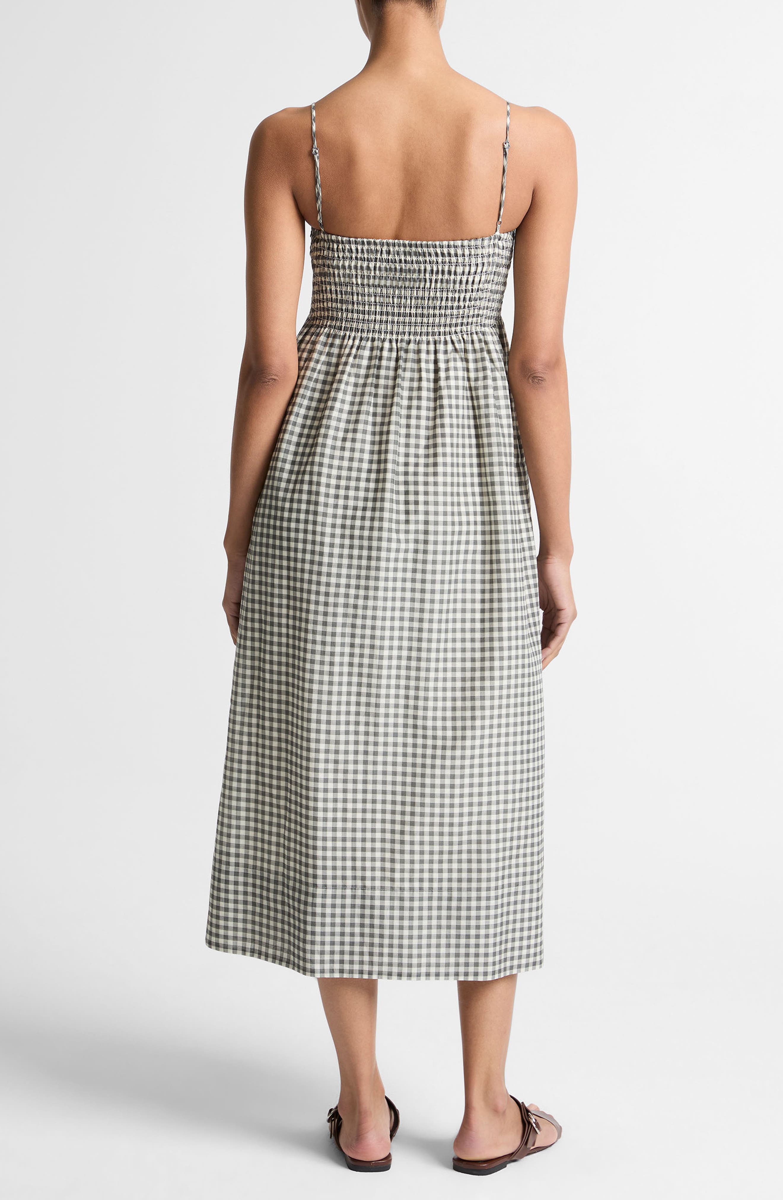 Gingham Smocked Bodice Midi Sundress - image 2