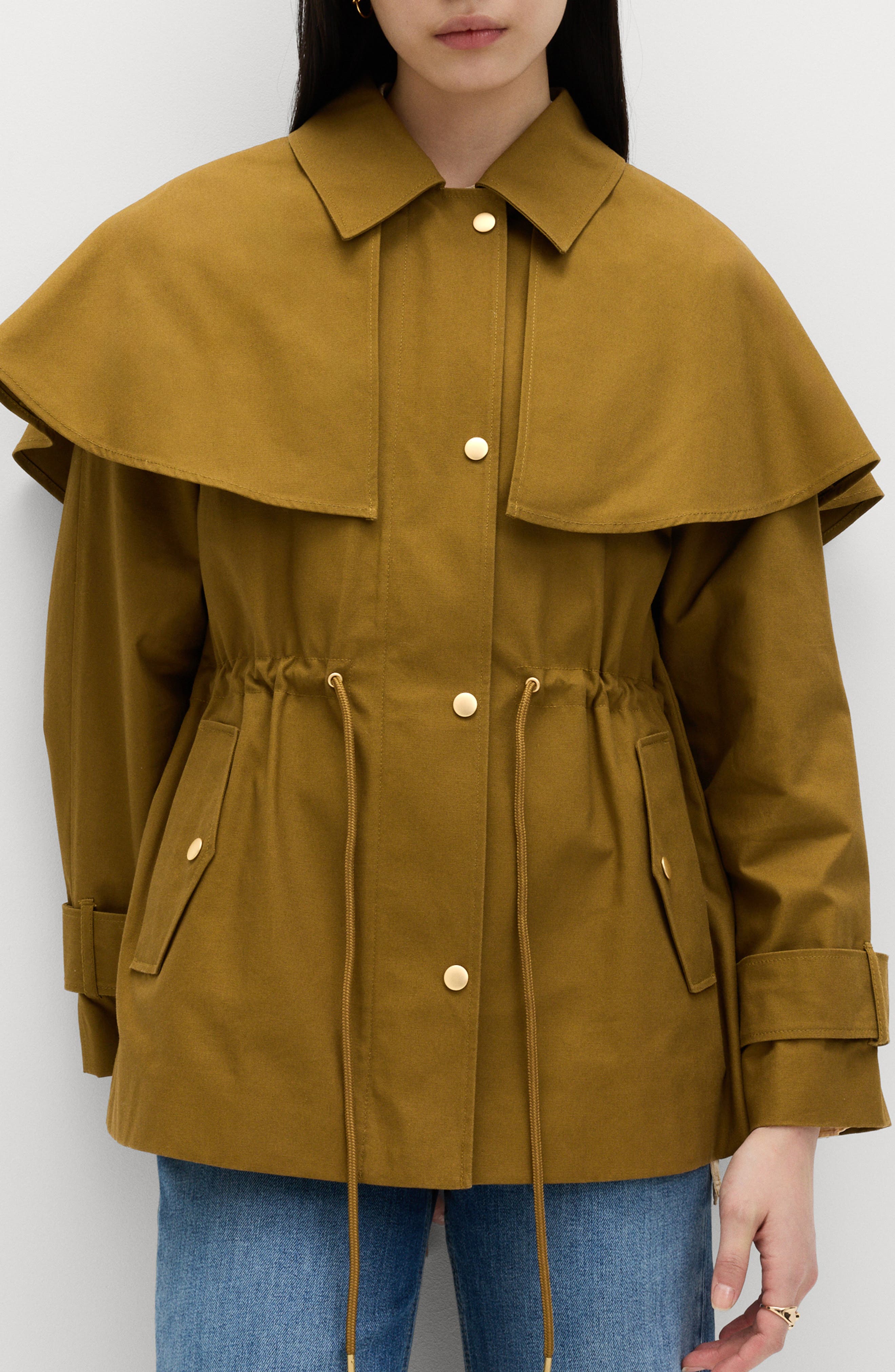Waisted Collared Cape Coat - image 1