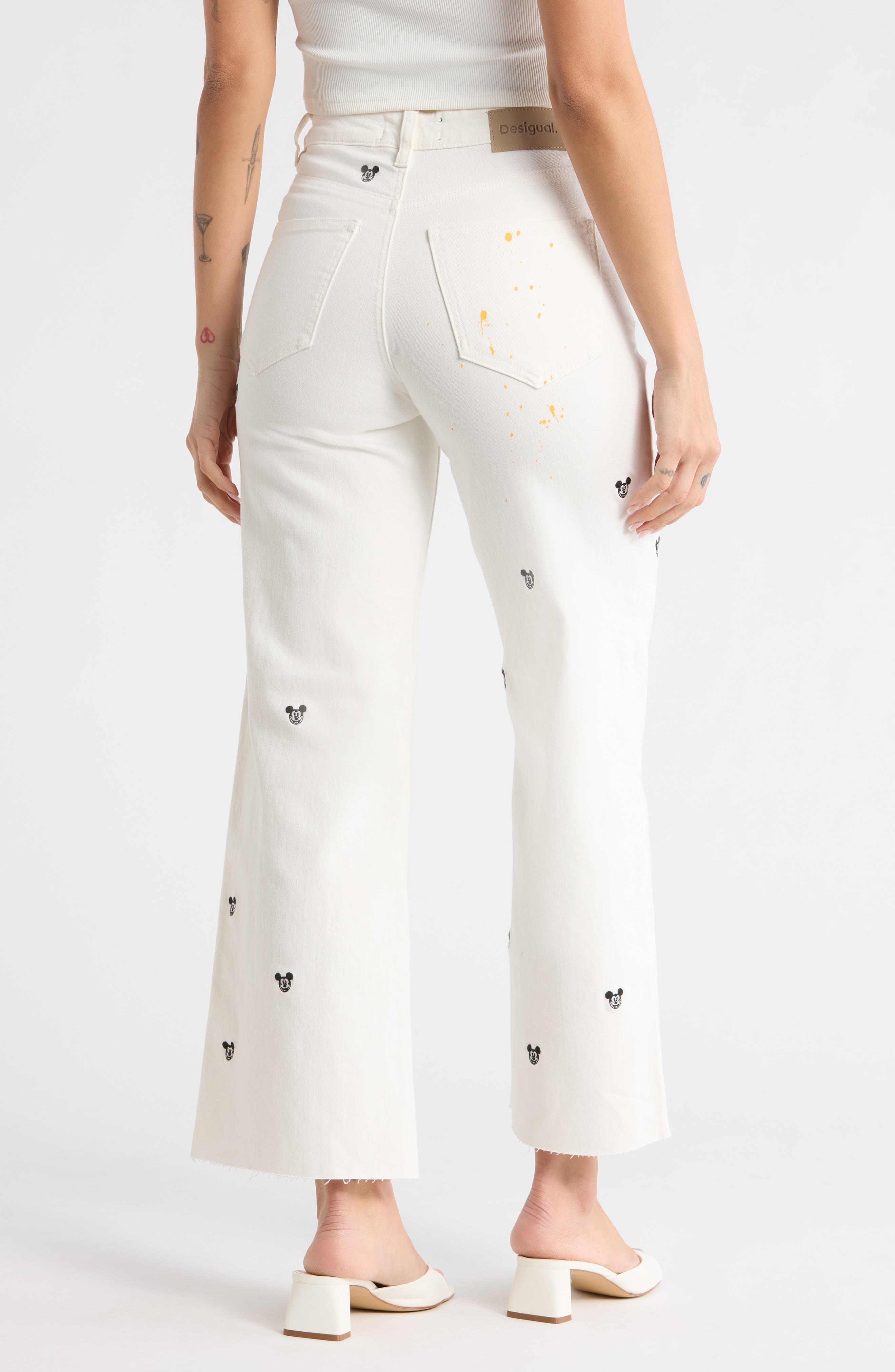 Mickey Mouse Embroidered Wide Leg Jeans - image 2